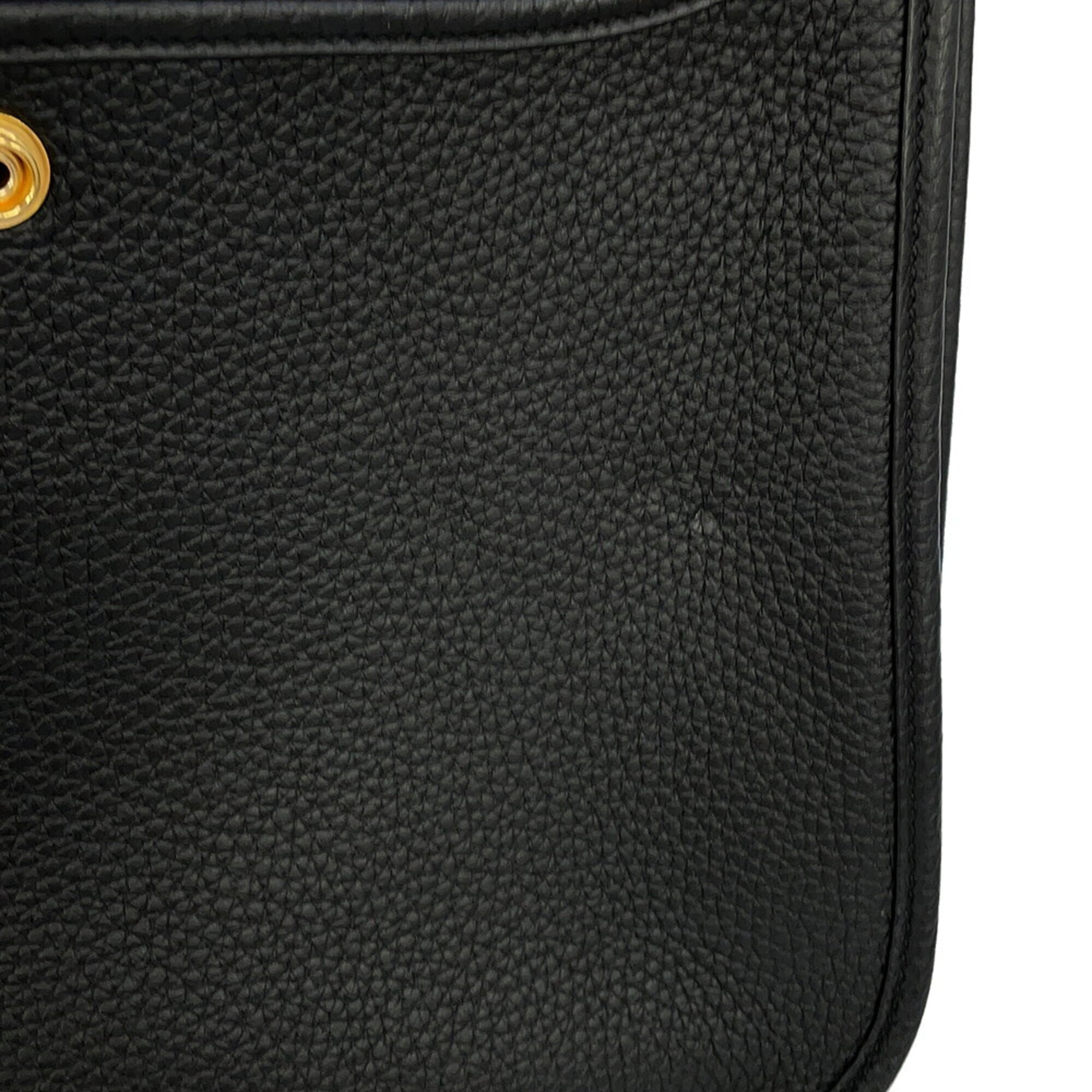 Hermes Evelyne Black Taurillon Clemence Leather Handbag Shoulder Bag (Pre-Owned)