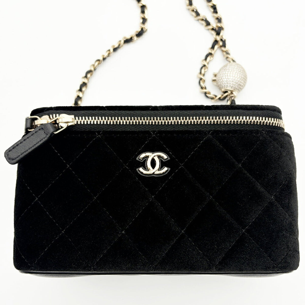 Chanel Black Leather Shoulder Bag Vanity Bag (Pre-Owned)