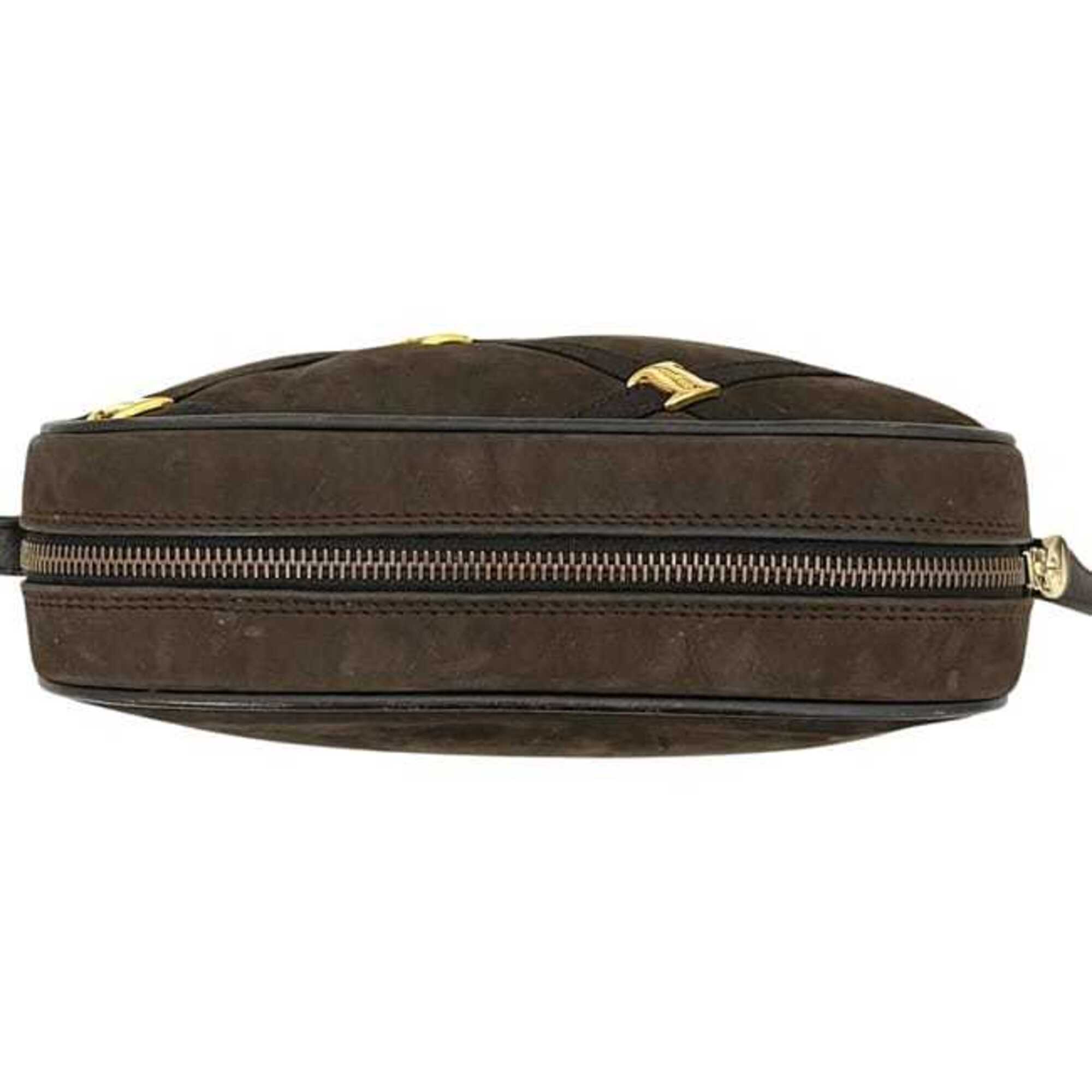 Salvatore Ferragamo Vara Brown Suede Leather Shoulder Bag (Pre-Owned)