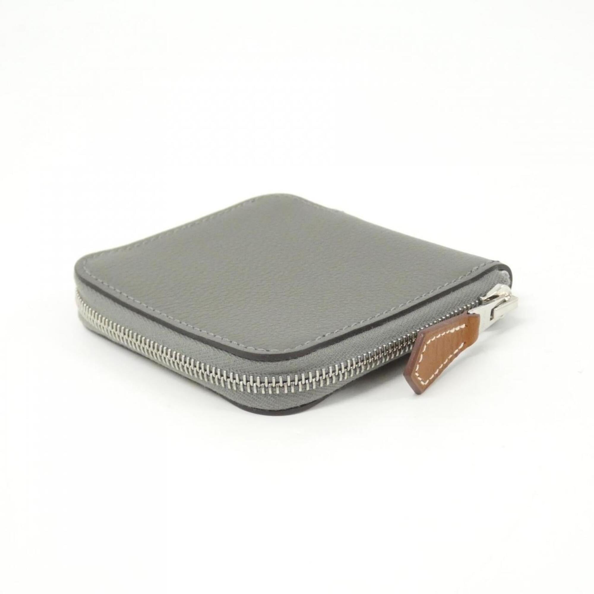 Hermes Gray Silk Coin Purse/Coin Case (Pre-Owned)