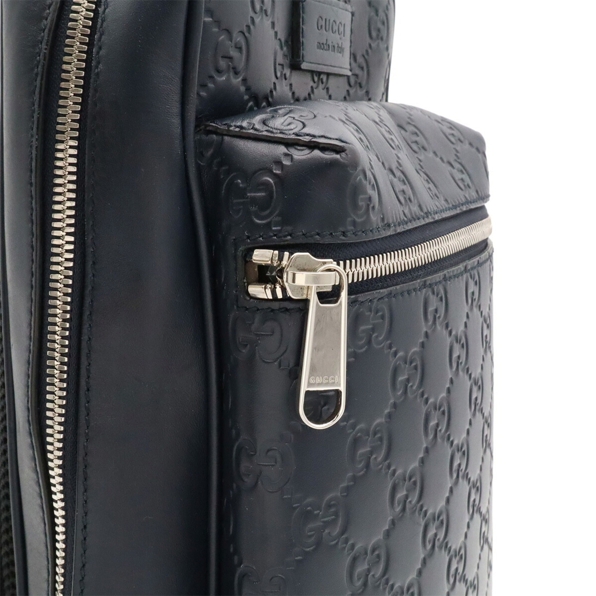Gucci Navy Leather Shoulder Bag Sling Bag (Pre-Owned)