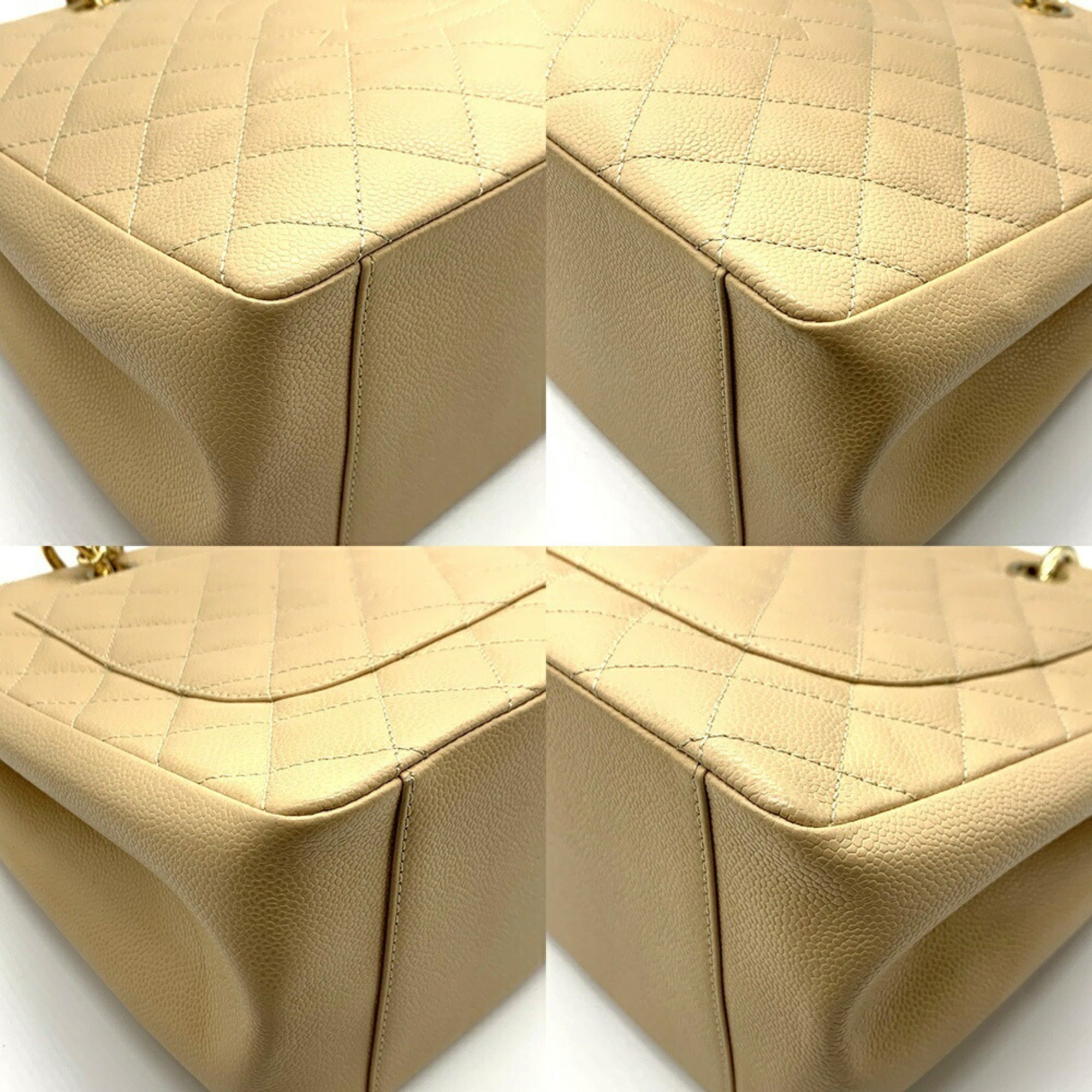 Chanel Beige Grained Calfskin Tote Bag (Pre-Owned)