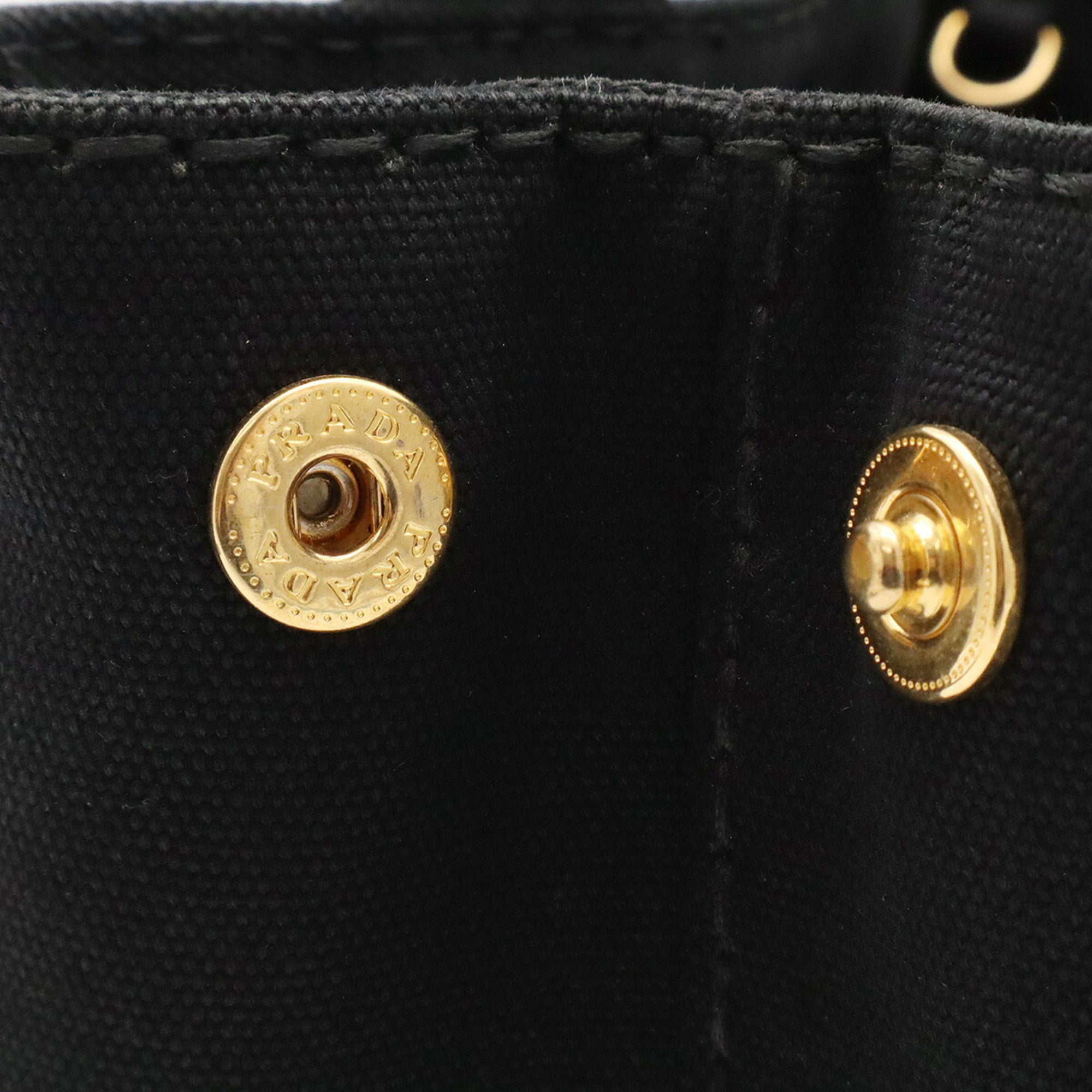 Prada Canapa Black Nero Canvas Handbag Shoulder Bag Tote Bag (Pre-Owned)