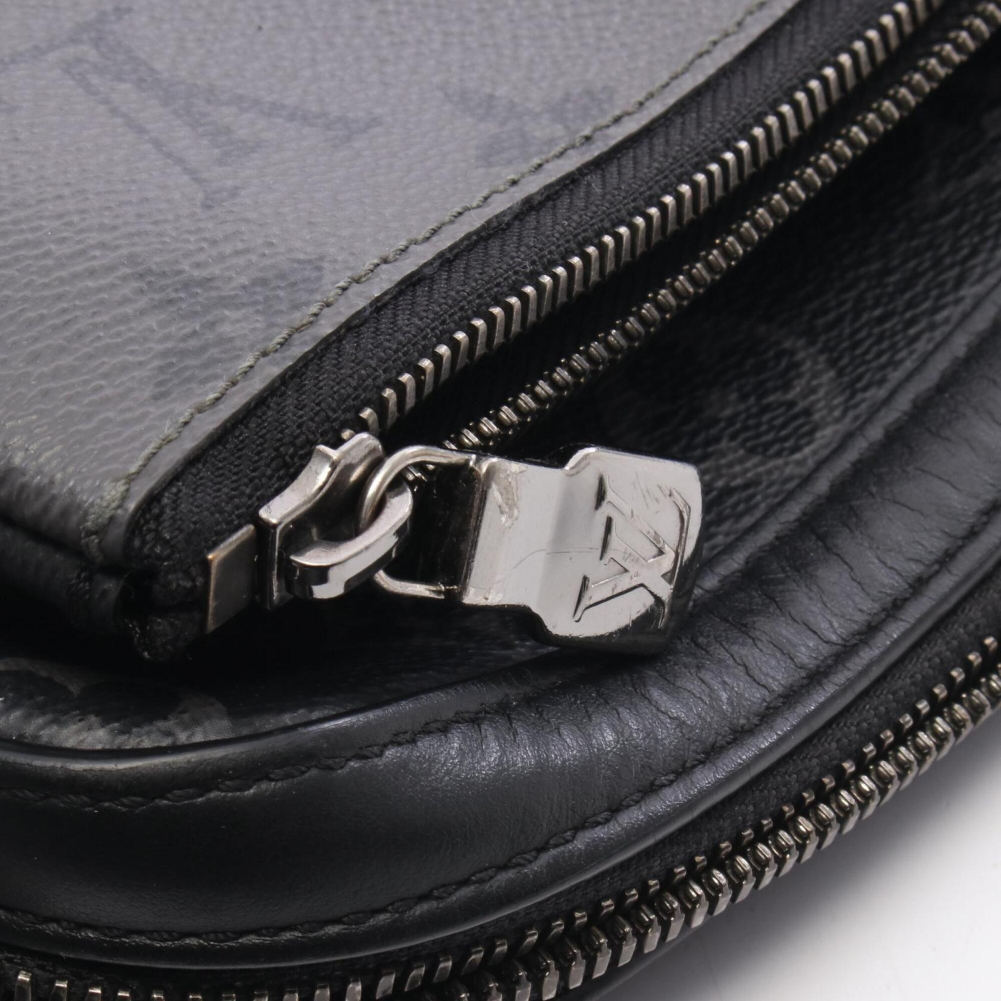 Louis Vuitton Black Gray Coated Canvas Leather Handbag Shoulder Bag (Pre-Owned)