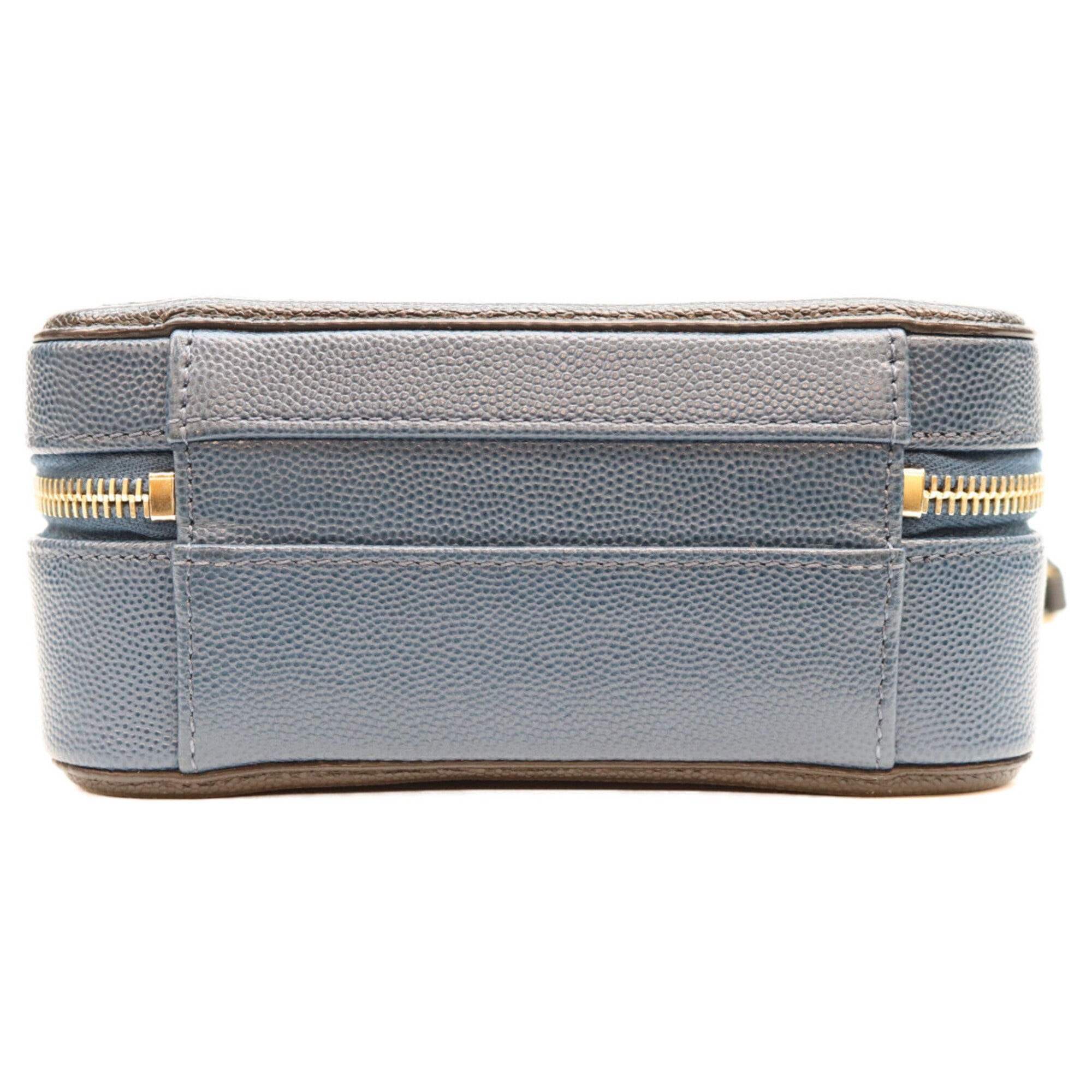 Chanel Black Blue Grained Calfskin Shoulder Bag (Pre-Owned)