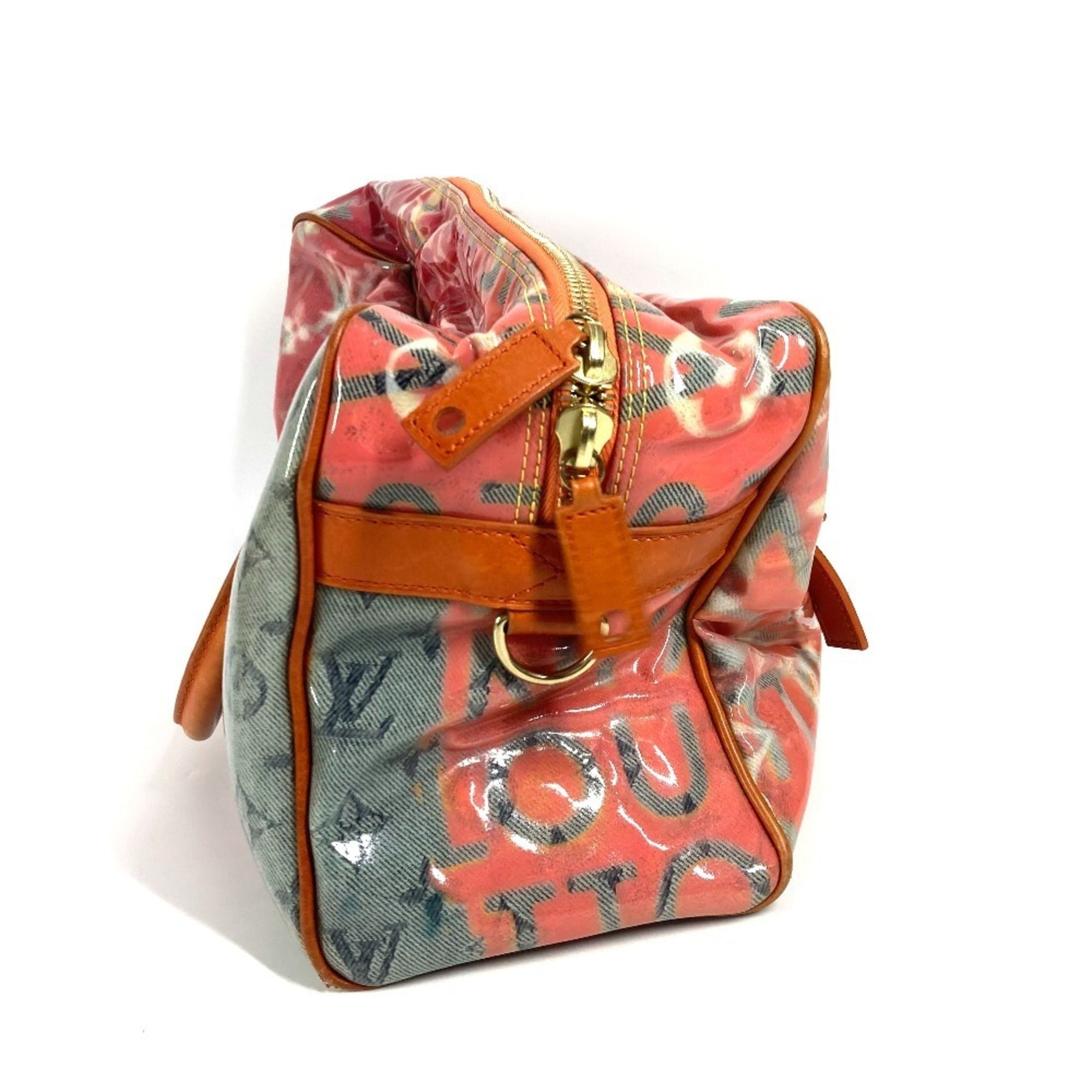 Louis Vuitton Orange Vinyl Leather Boston Bag Handbag Tote Bag (Pre-Owned)