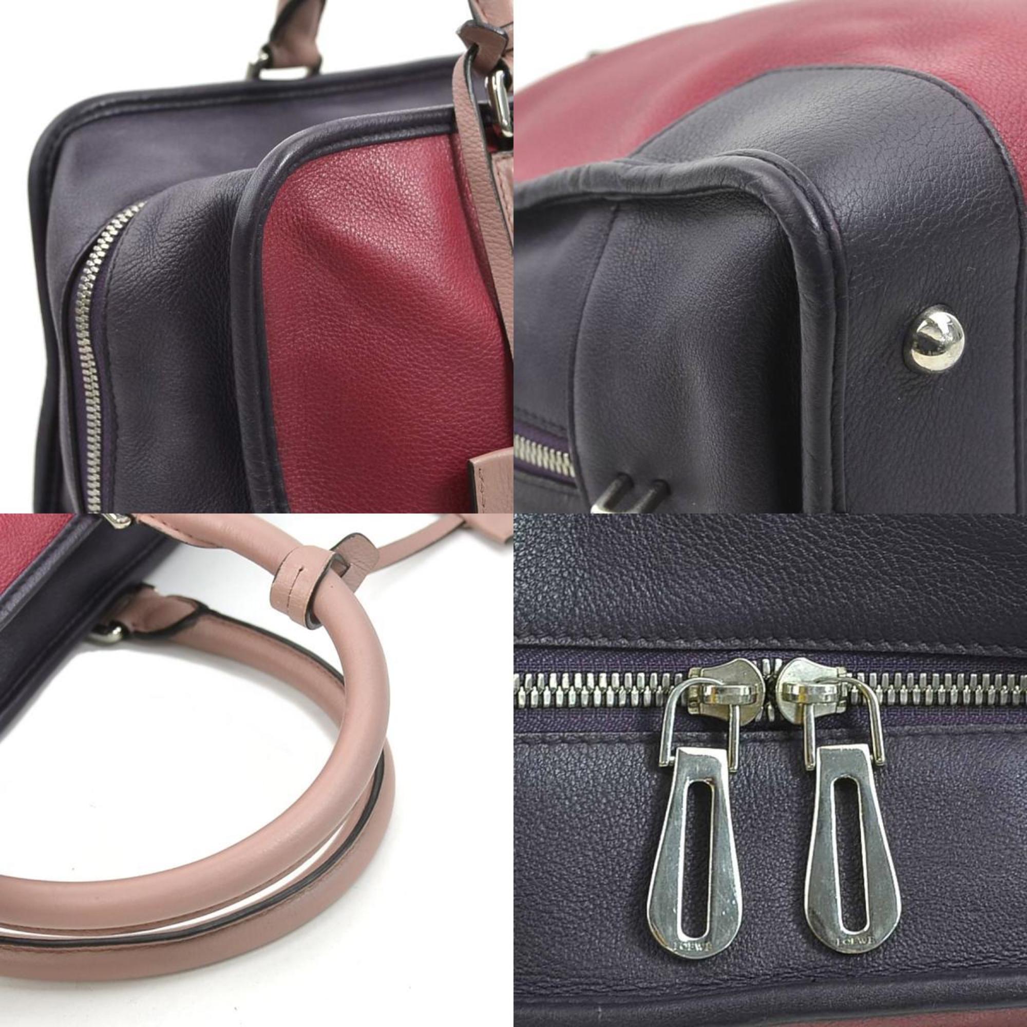 Loewe Burgundy Dark Purple Leather Handbag (Pre-Owned)