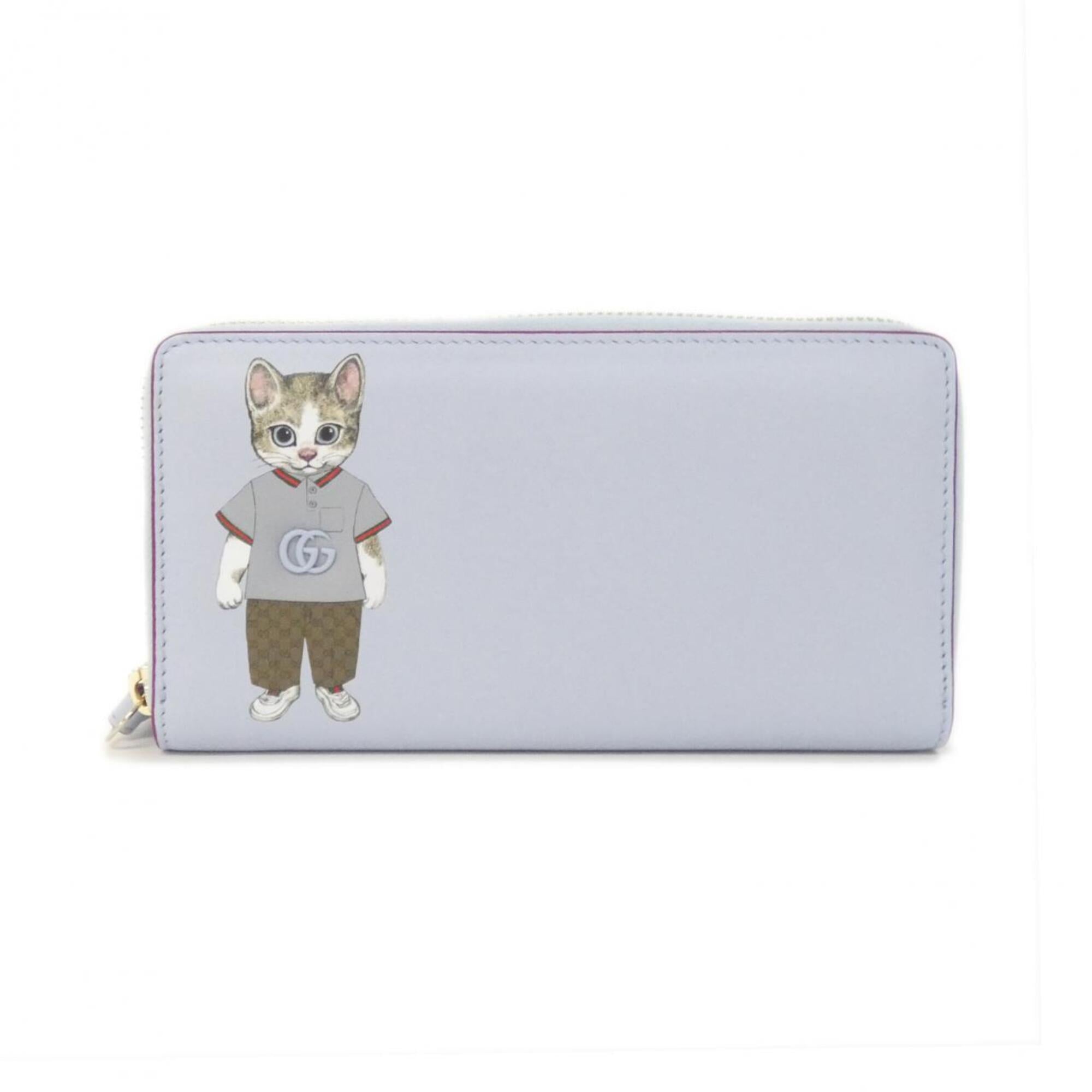 Gucci Light Blue Leather Long Wallet (Bi-Fold) (Pre-Owned)