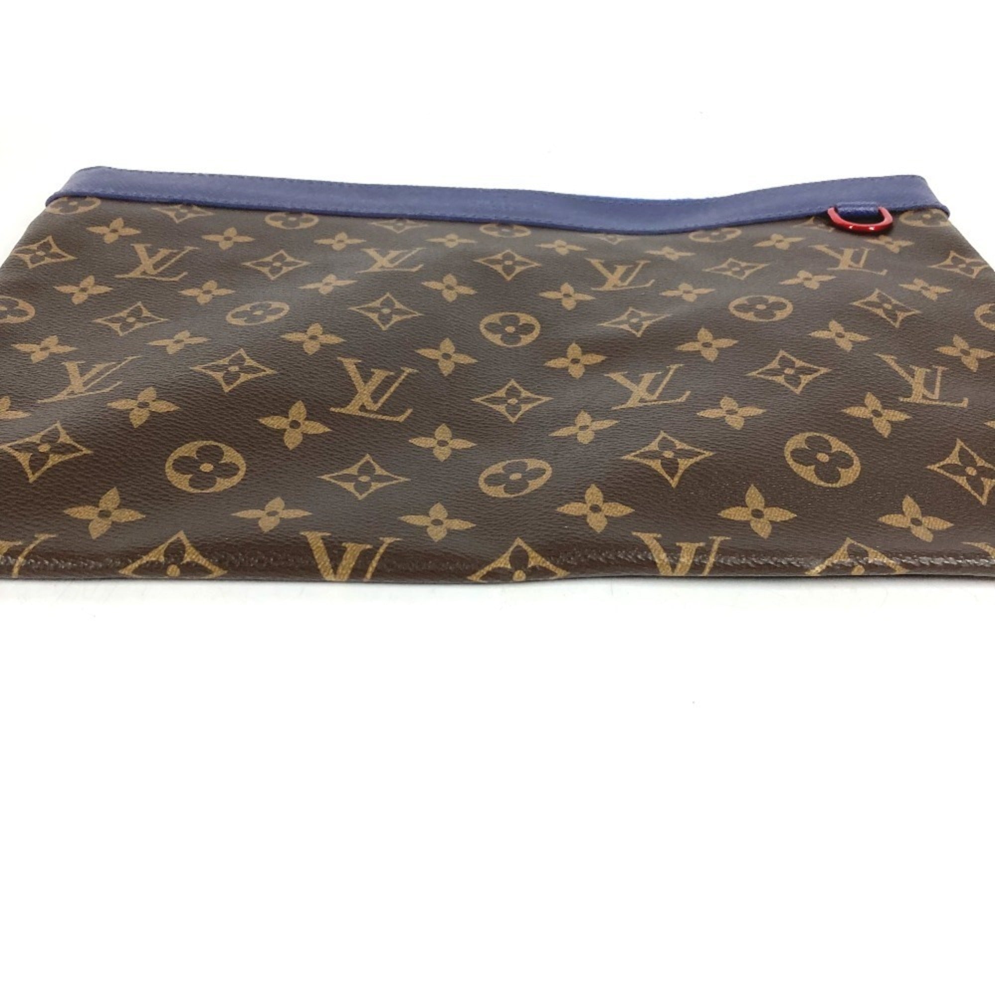 Louis Vuitton Blue Brown Red Color Monogram Canvas Clutch Bag Handbag Pochette Pouch (Pre-Owned)