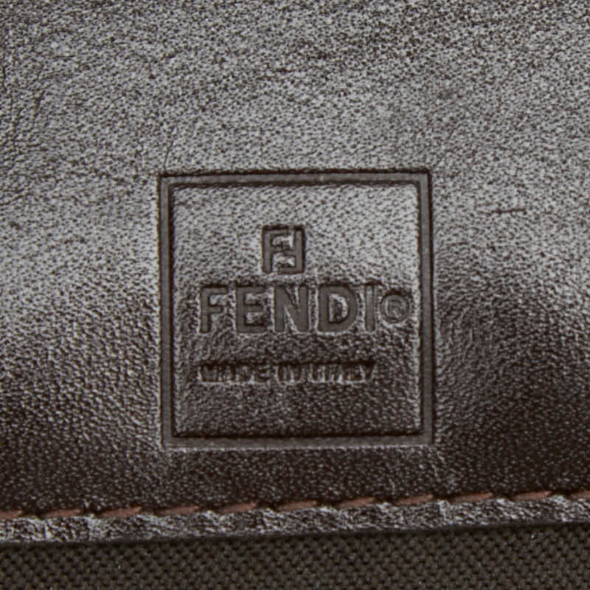 Fendi Black Brown Canvas Leather Long Wallet (Bi-Fold) (Pre-Owned)
