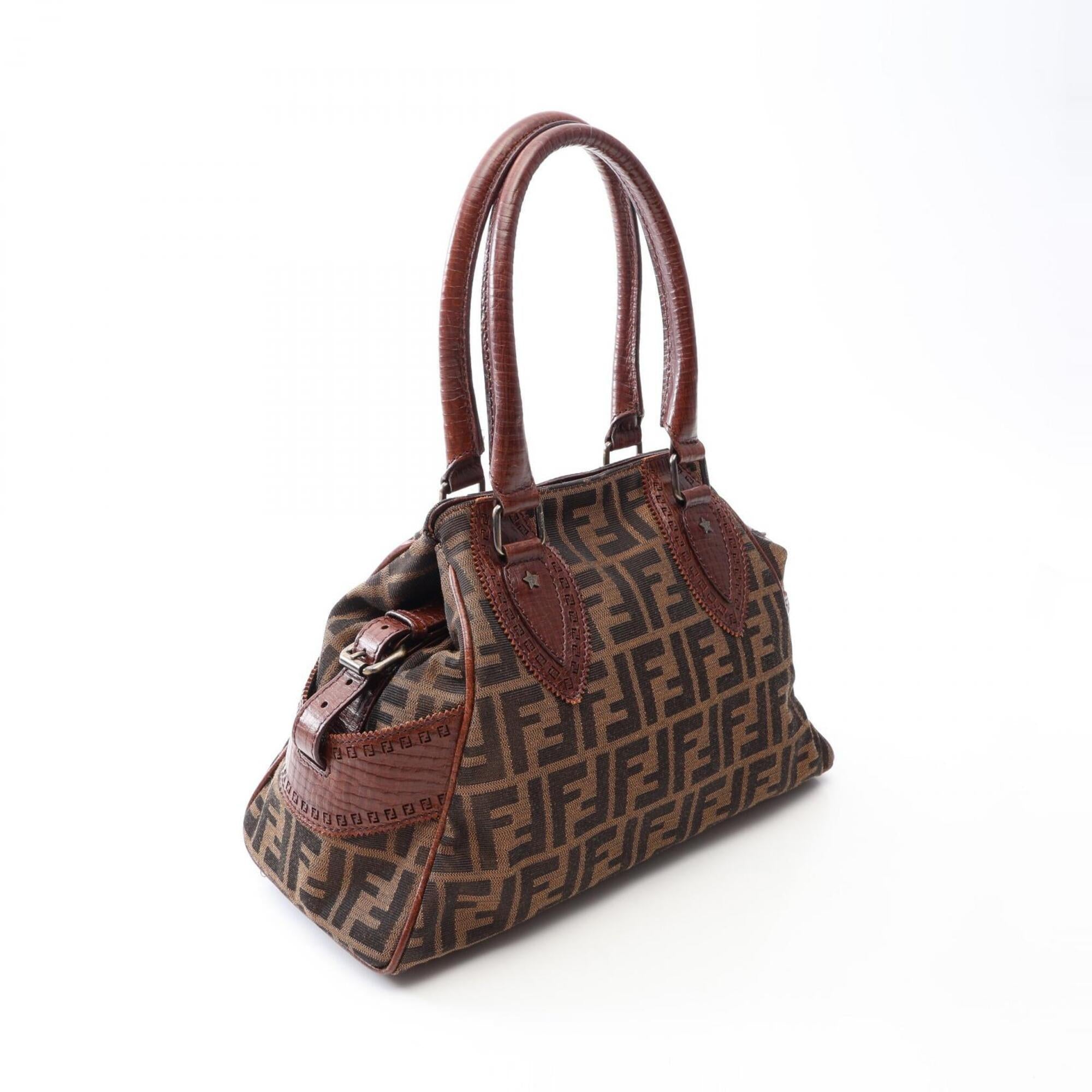 Fendi Brown Canvas Leather Handbag (Pre-Owned)