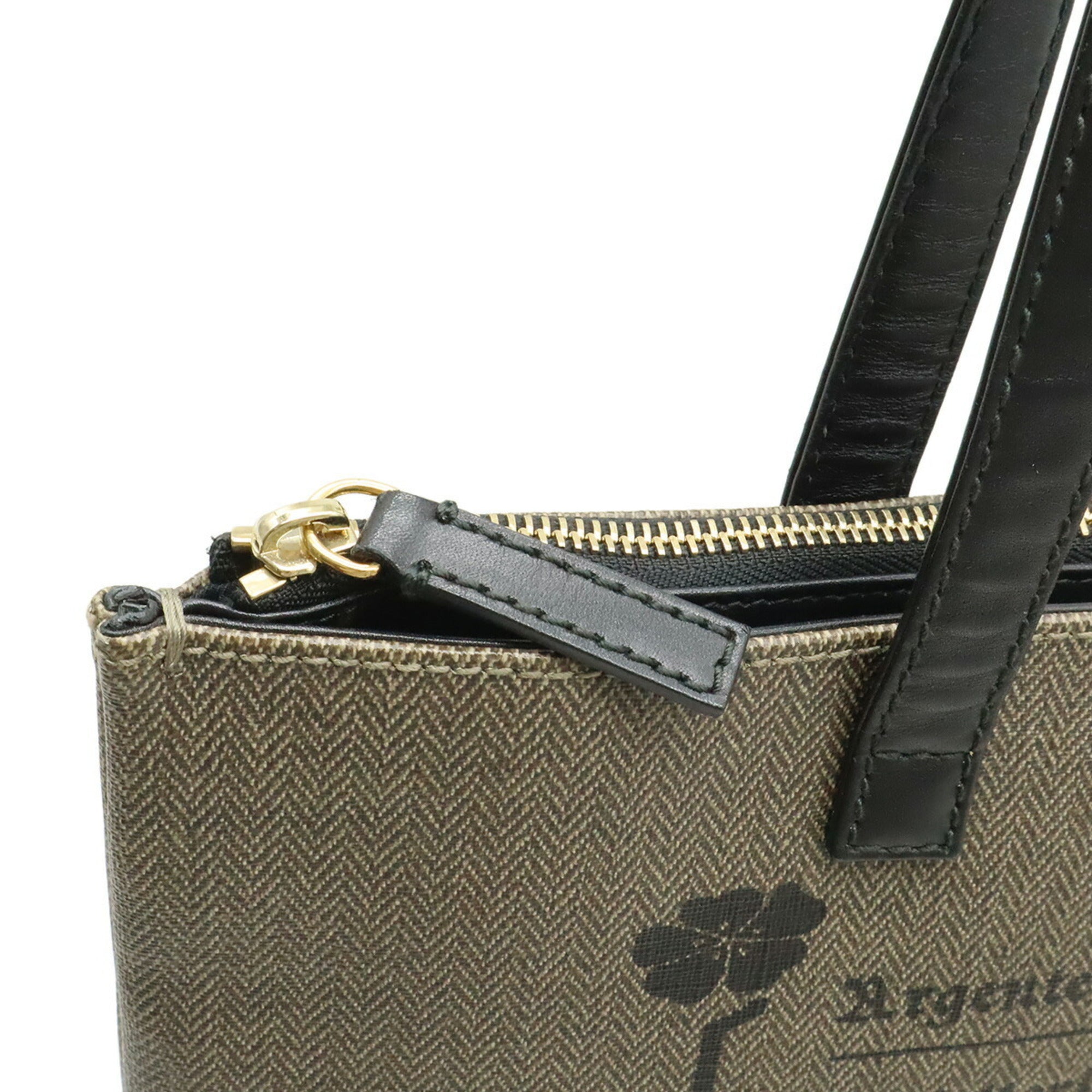 Bvlgari Black Grayish Coated Canvas Leather Shoulder Bag Tote Bag (Pre-Owned)
