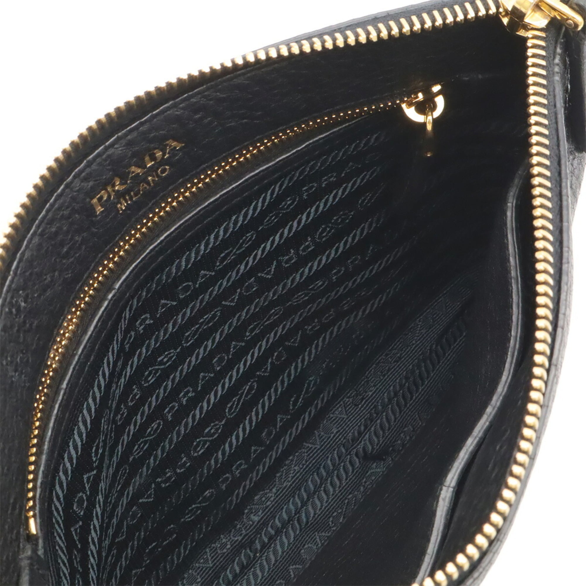 Prada Black Nero Leather Clutch Bag Pochette Shoulder Bag (Pre-Owned)