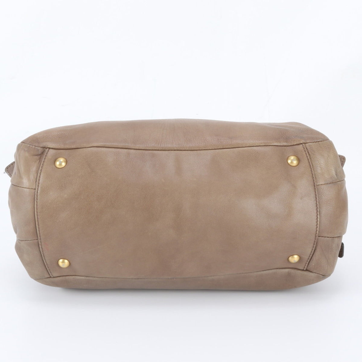 Miu Miu Green Khaki Leather Boston Bag Handbag Tote Bag (Pre-Owned)