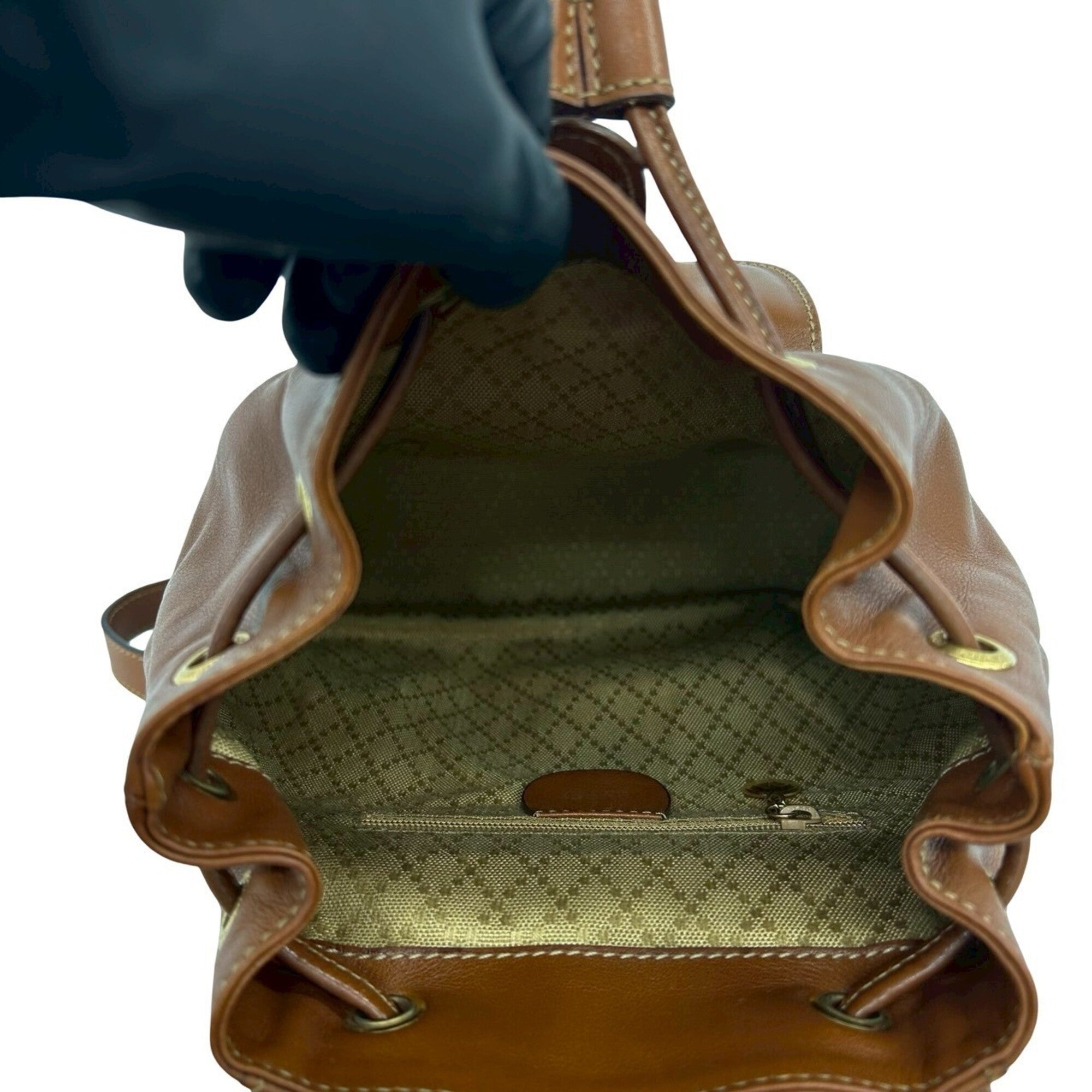 Gucci Brown Leather Bamboo Backpack (Pre-Owned)