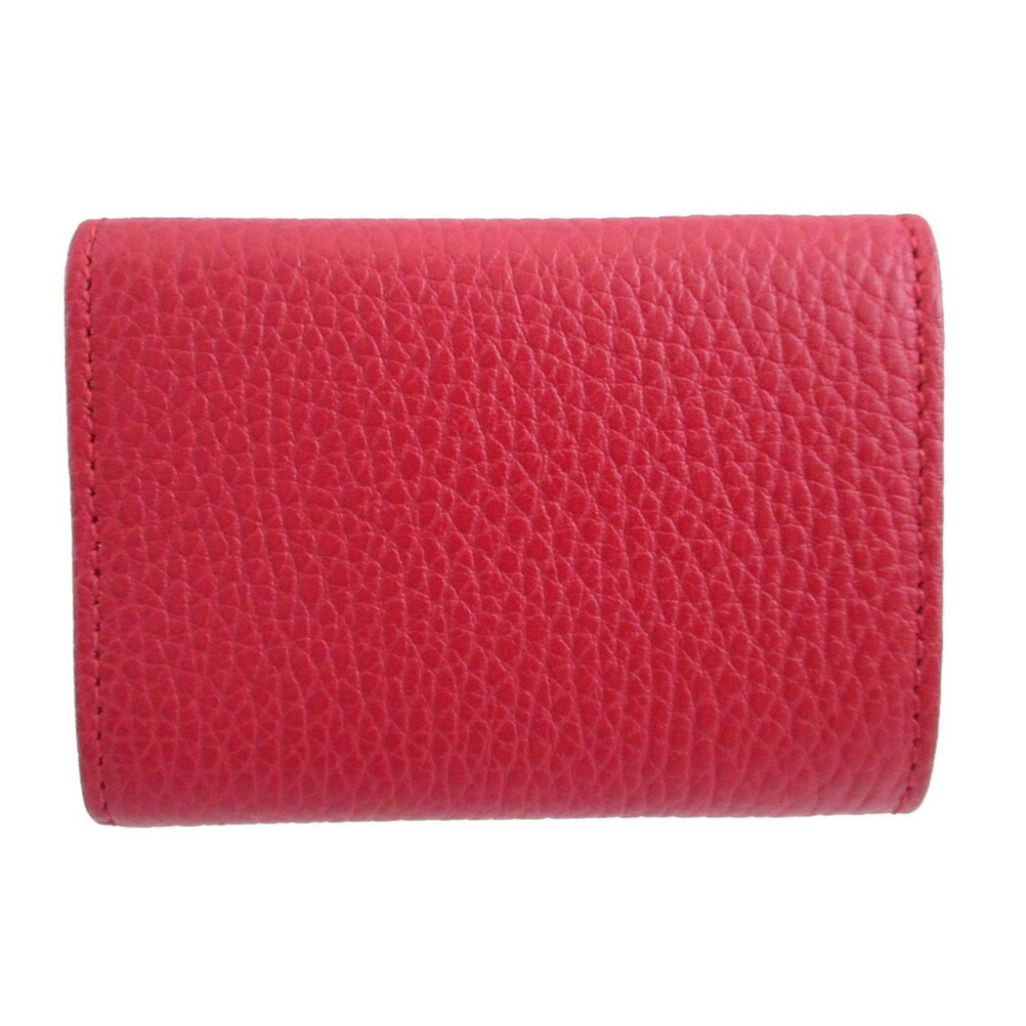 Gucci Red Color Leather Wallet (Tri-Fold) (Pre-Owned)