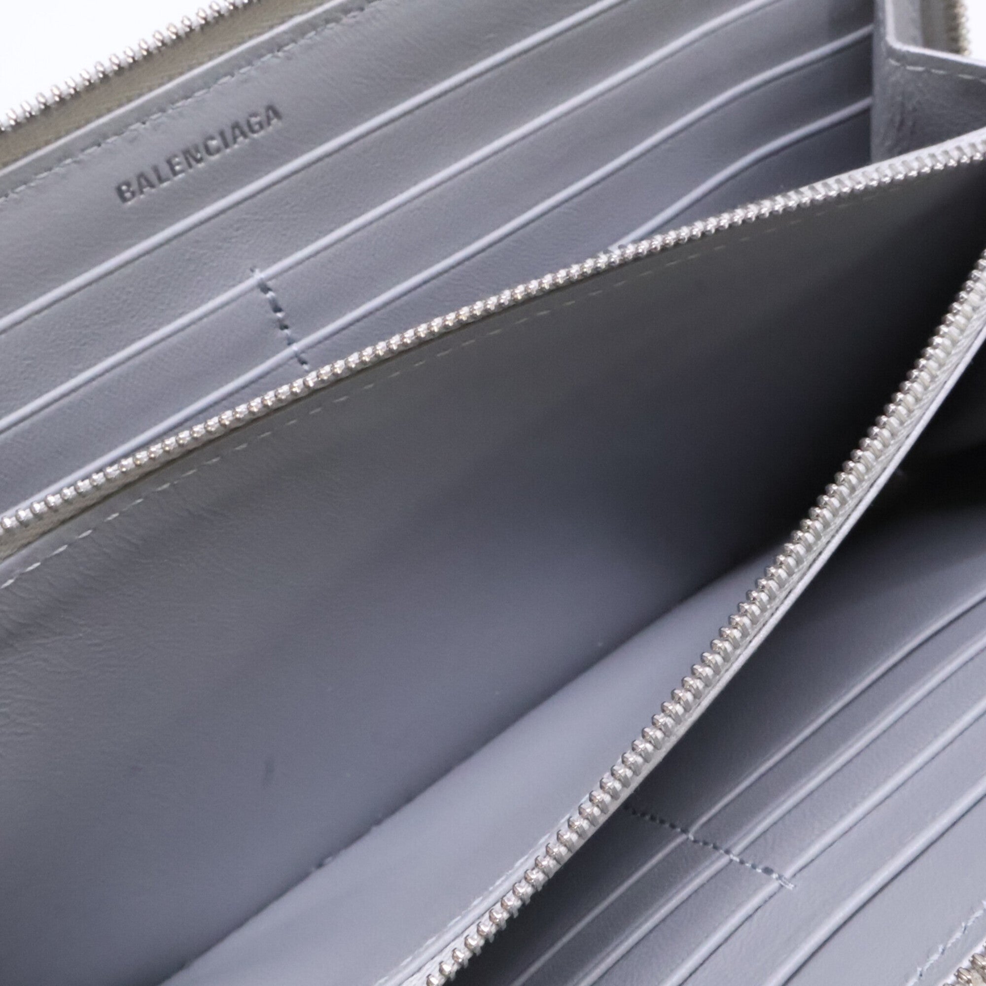 Balenciaga Silver Leather Long Wallet (Bi-Fold) (Pre-Owned)
