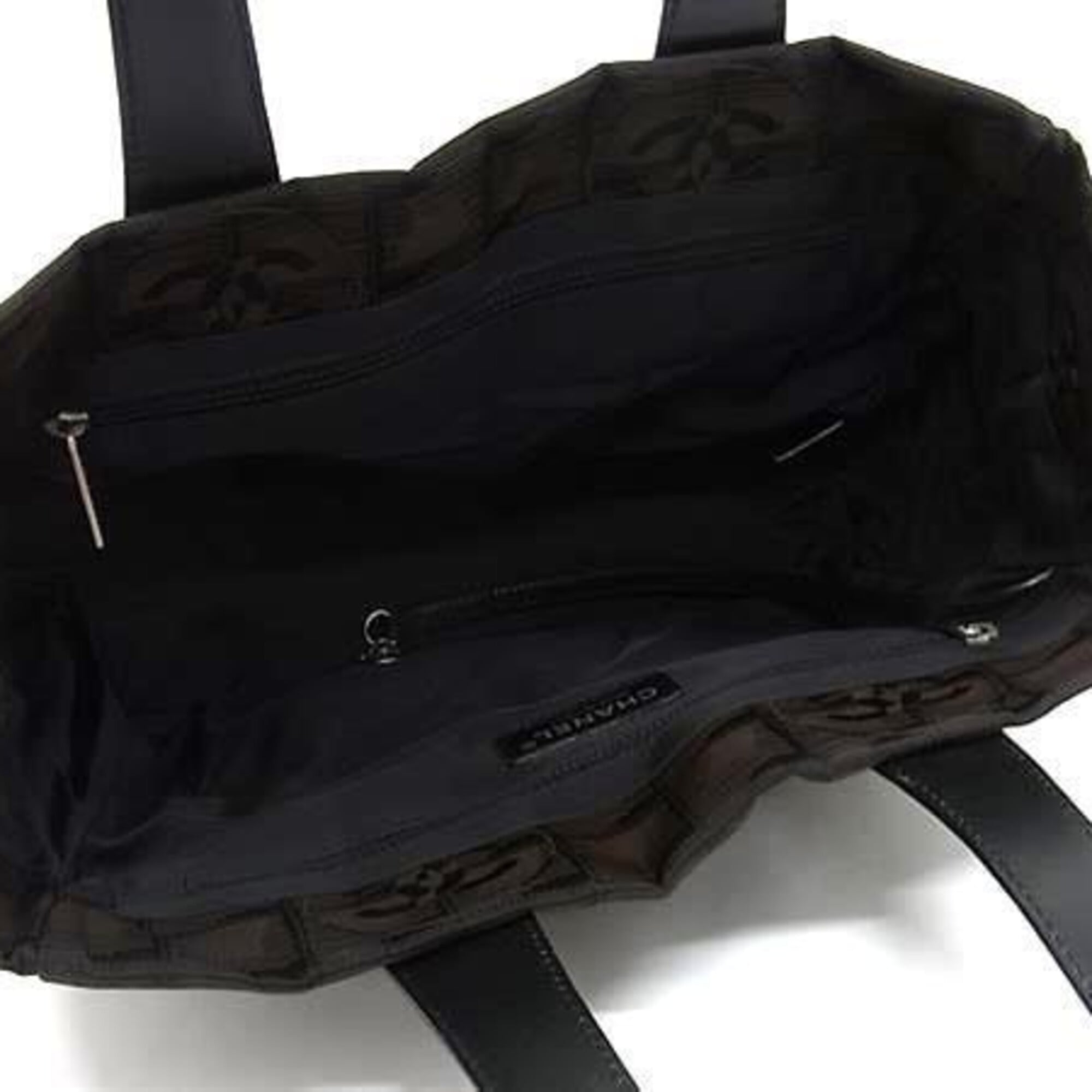 Chanel New Travel Line Black Brown Nylon Leather Handbag Tote Bag (Pre-Owned)