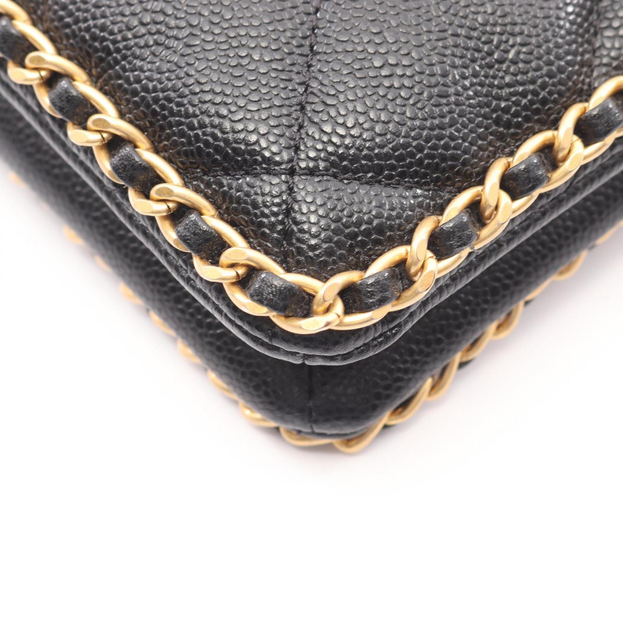 Chanel Black Grained Calfskin Handbag Shoulder Bag (Pre-Owned)