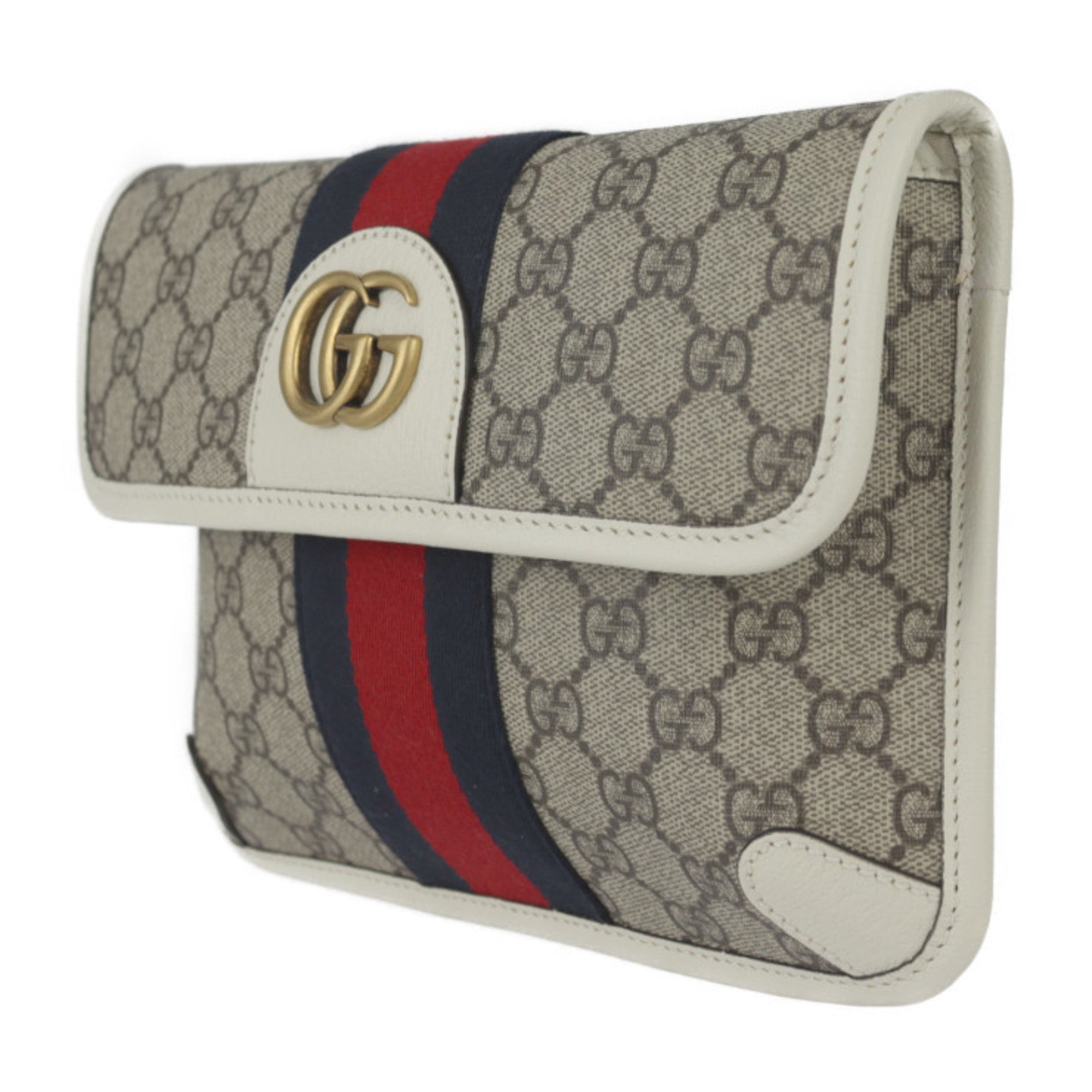 Gucci Beige White Gg Supreme Leather Fanny Pack (Pre-Owned)