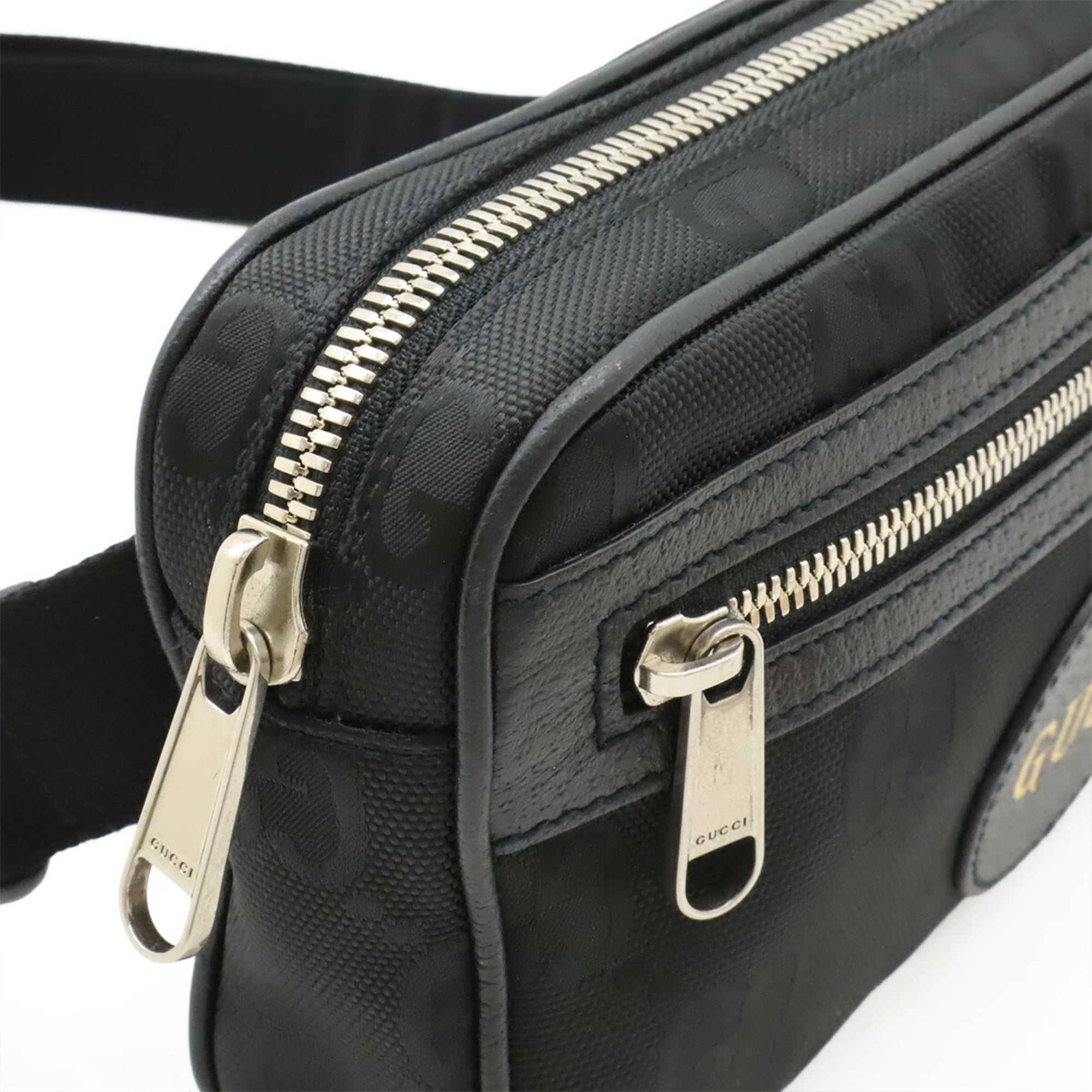Gucci Black Nylon Canvas Leather Fanny Pack Sling Bag (Pre-Owned)