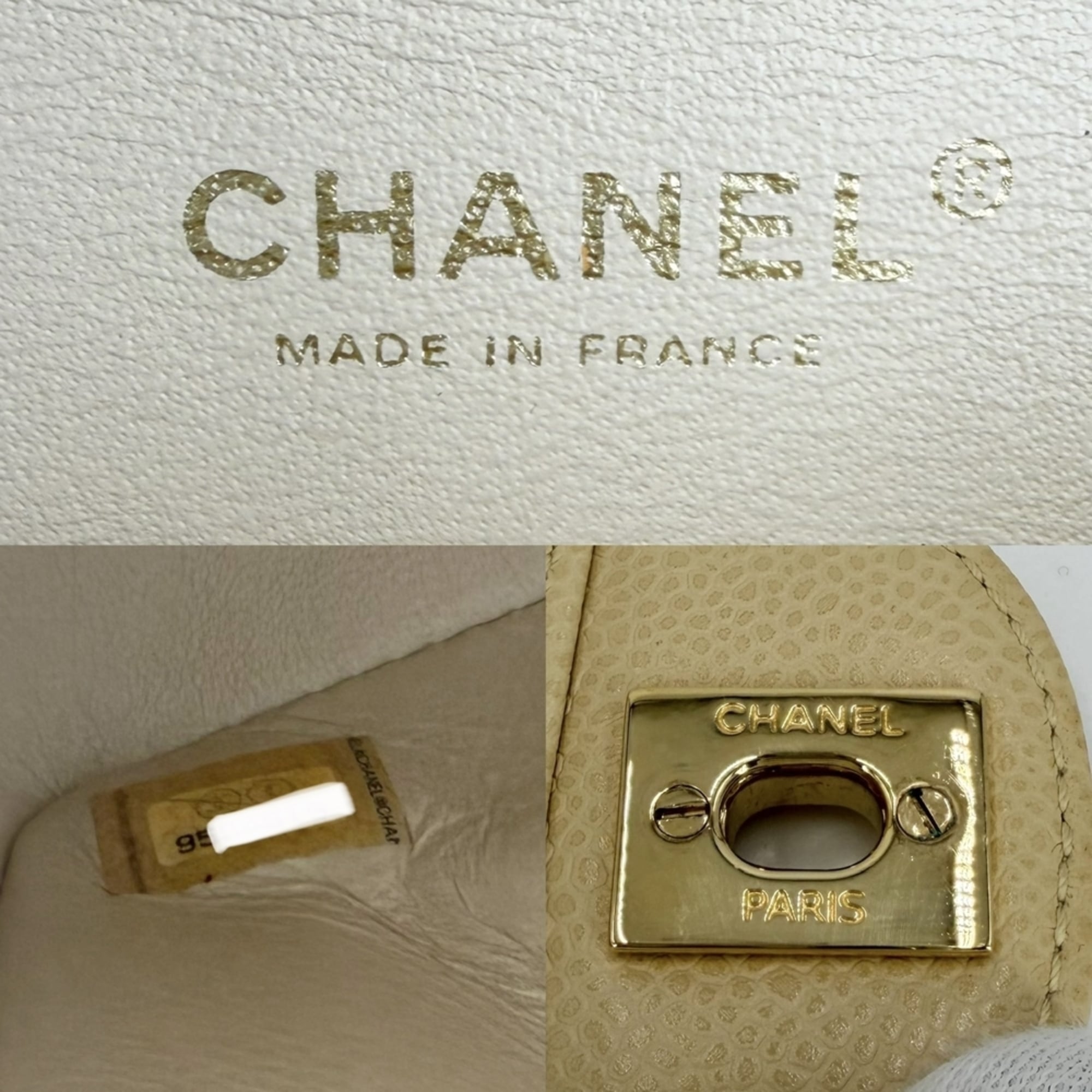 Chanel Beige Beige Gold Grained Calfskin Shoulder Bag (Pre-Owned)