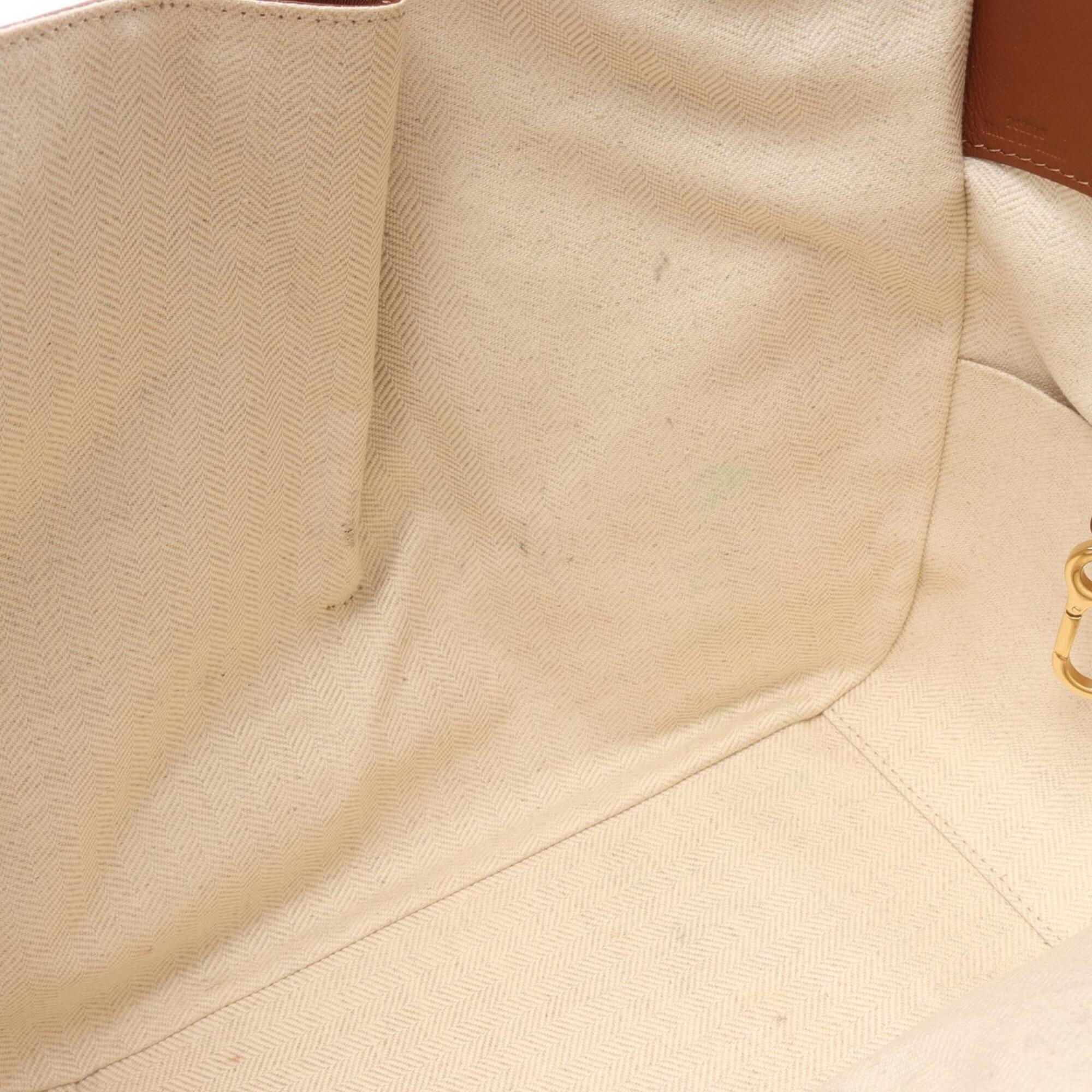 Loewe Brown White Leather Handbag (Pre-Owned)