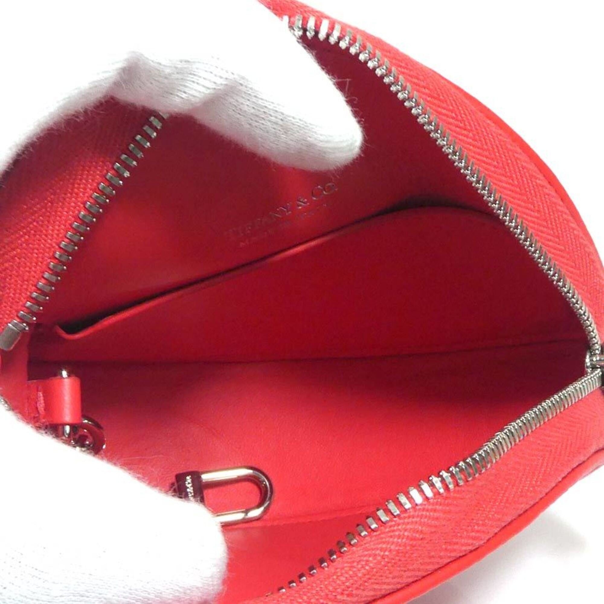 Tiffany Red Color Leather Coin Purse/Coin Case (Pre-Owned)