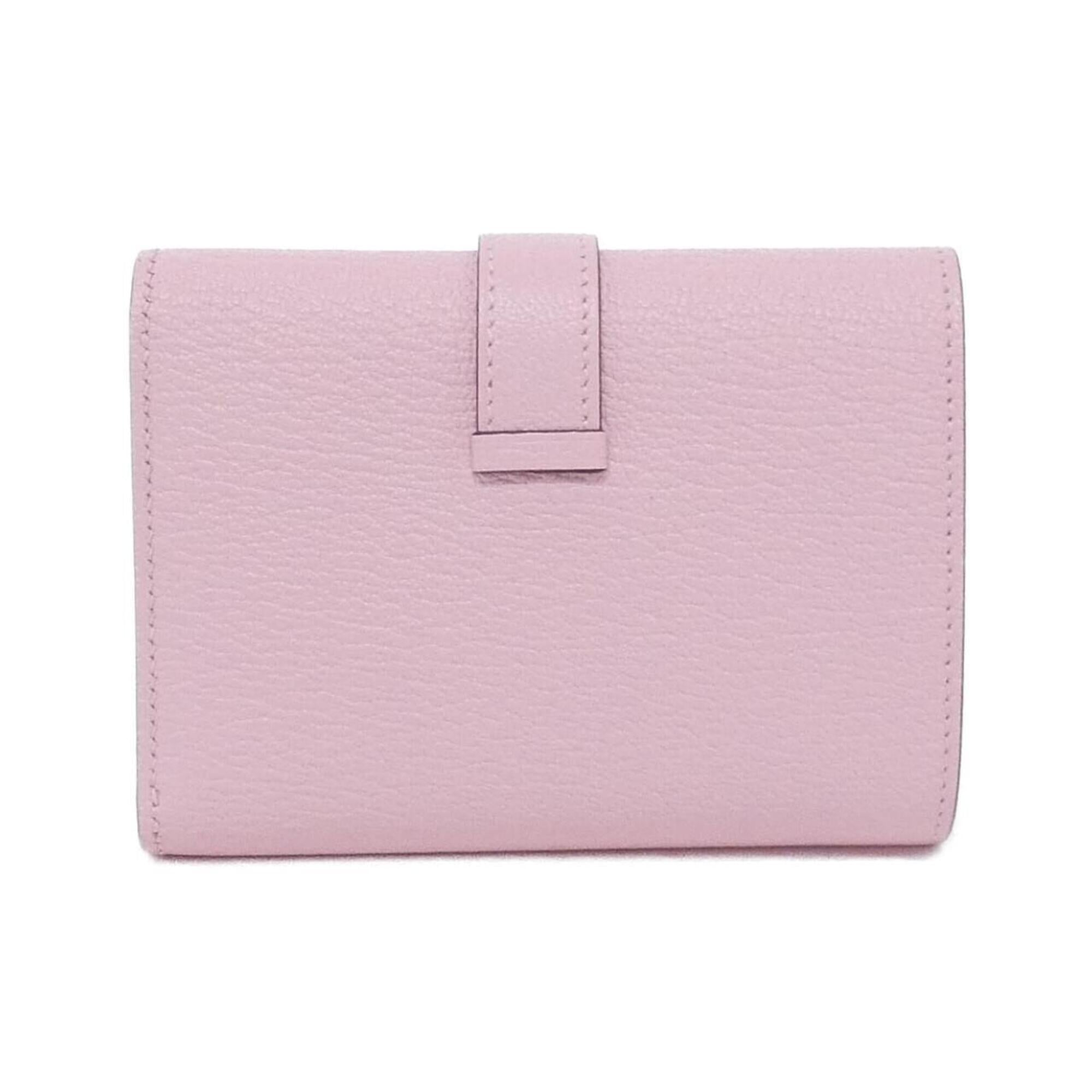Hermes Rose Sakura Chevre Leather Wallet (Tri-Fold) (Pre-Owned)