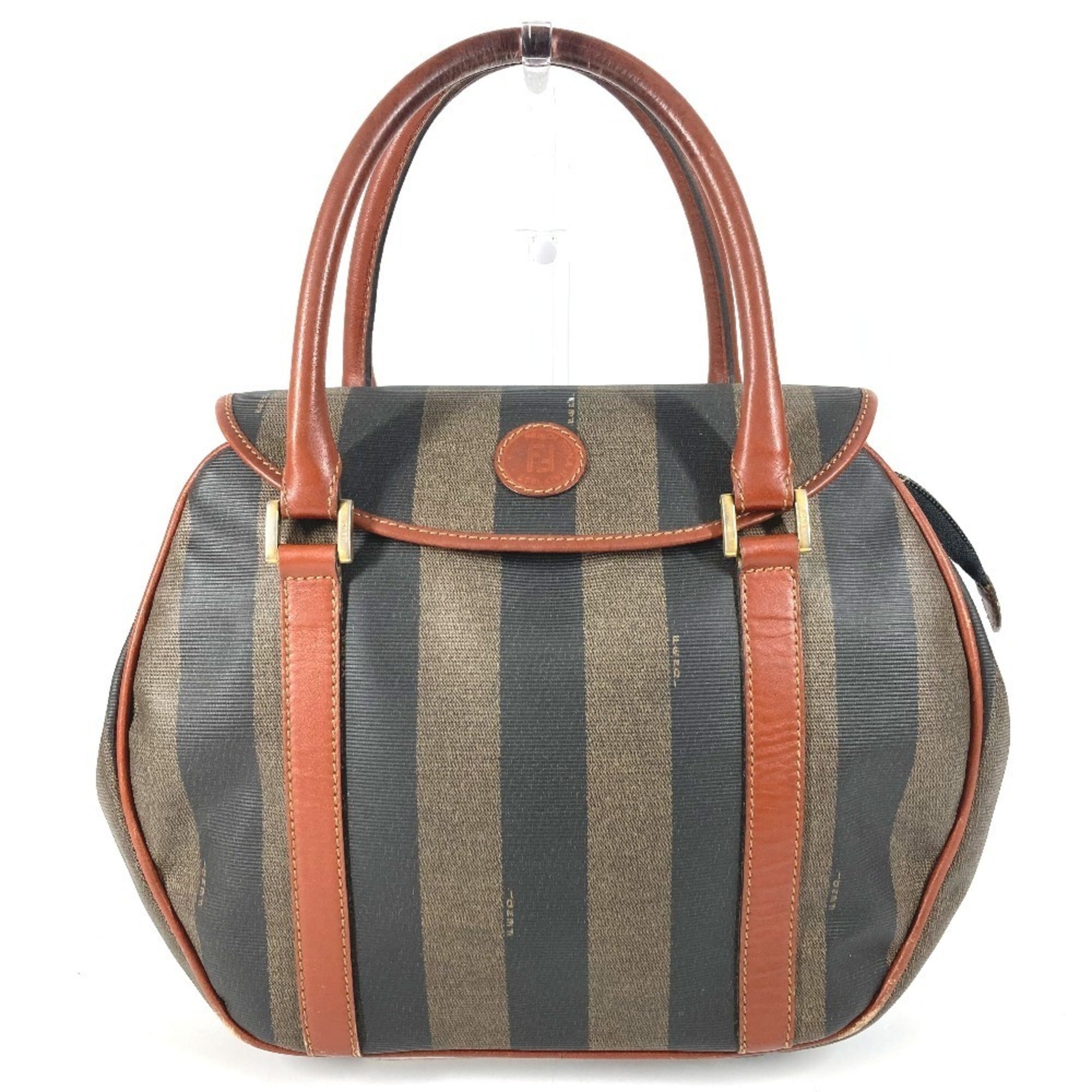 Fendi Pequin Brown Khaki Pvc Leather Handbag Tote Bag (Pre-Owned)