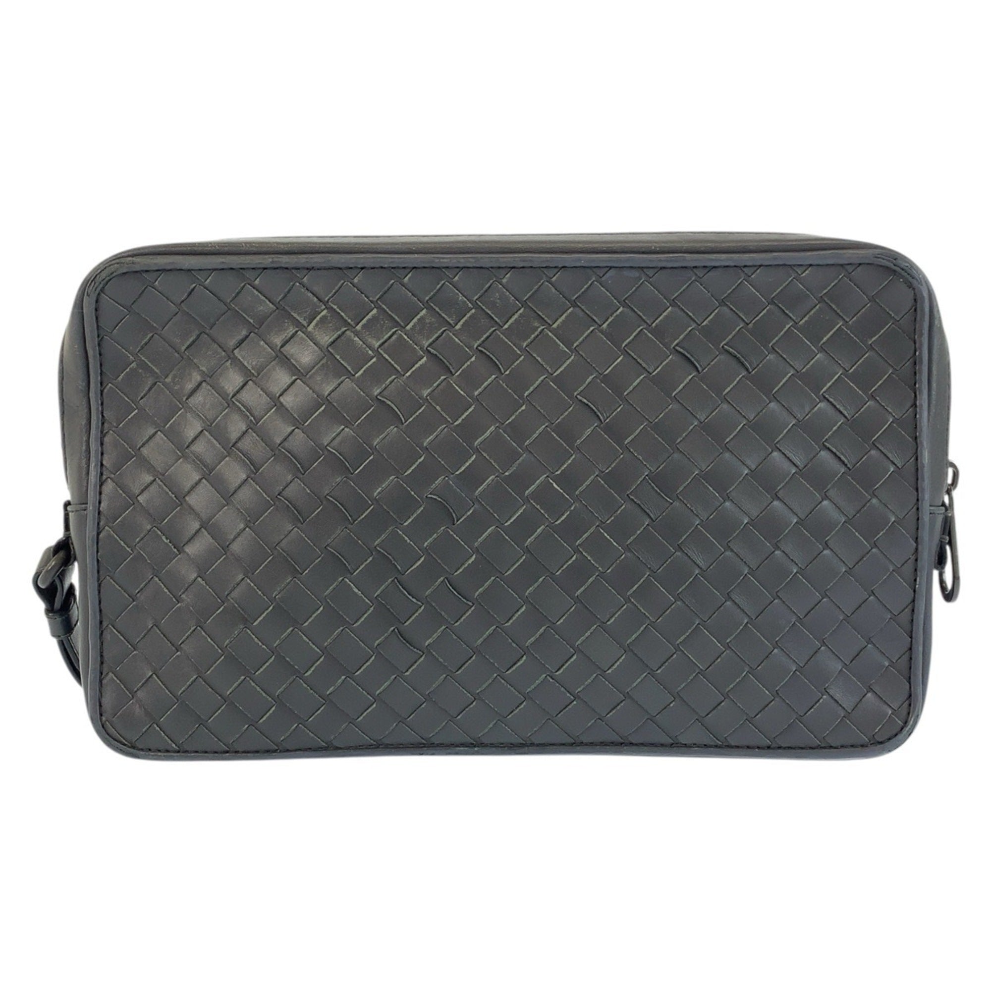 Bottega Veneta Gray Intrecciato Clutch Bag (Pre-Owned)