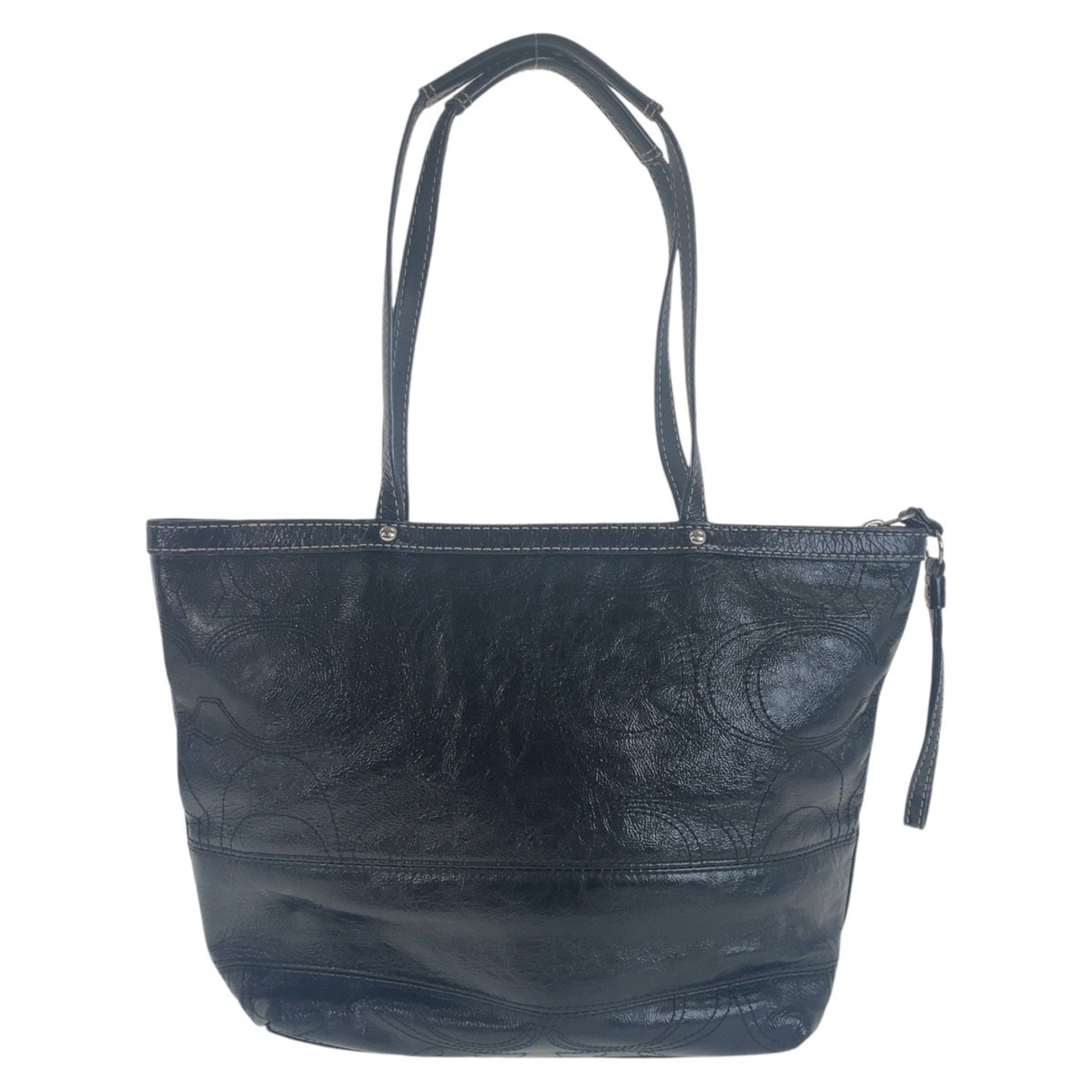 Coach Black Leather Shoulder Bag Tote Bag (Pre-Owned)