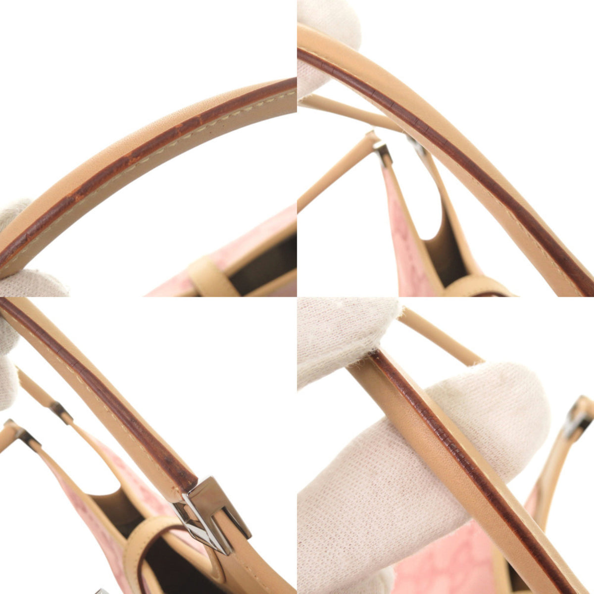 Gucci Beige Pink Gg Canvas Leather Handbag Shoulder Bag (Pre-Owned)
