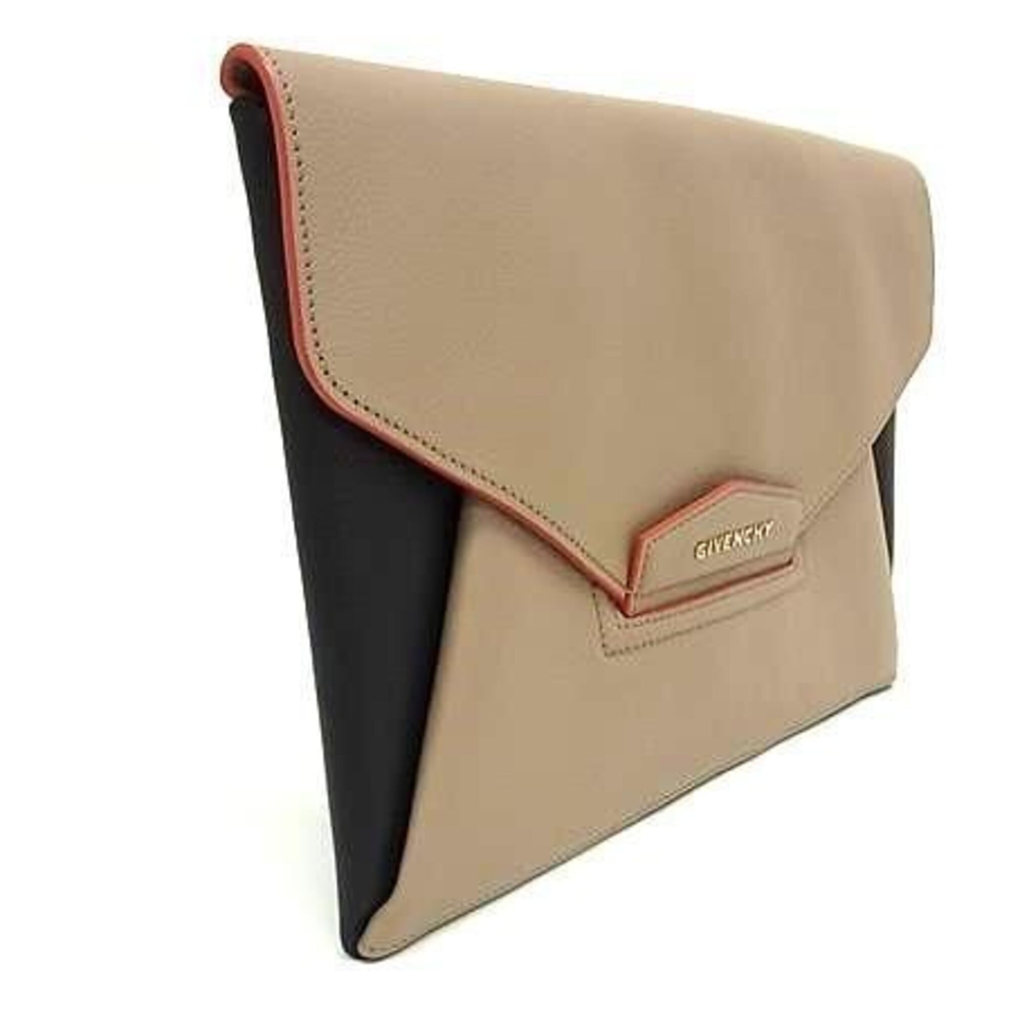 Givenchy Beige Black Leather Clutch Bag (Pre-Owned)