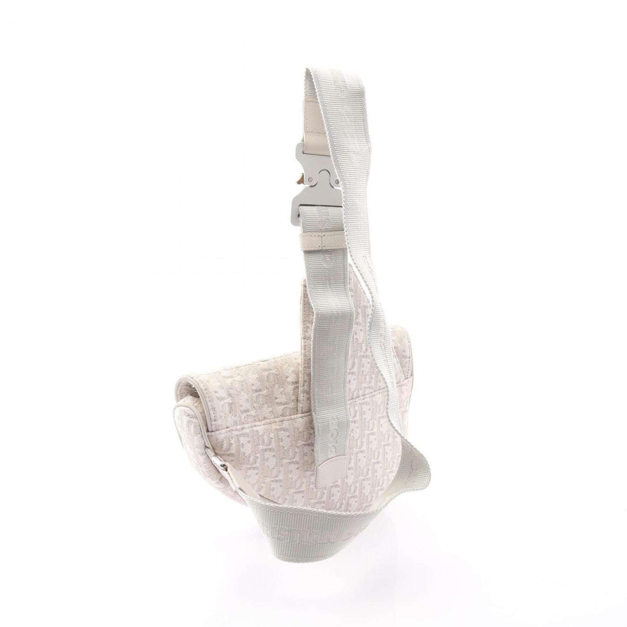 Christian Dior White Canvas Fanny Pack Handbag Saddle Bag (Pre-Owned)