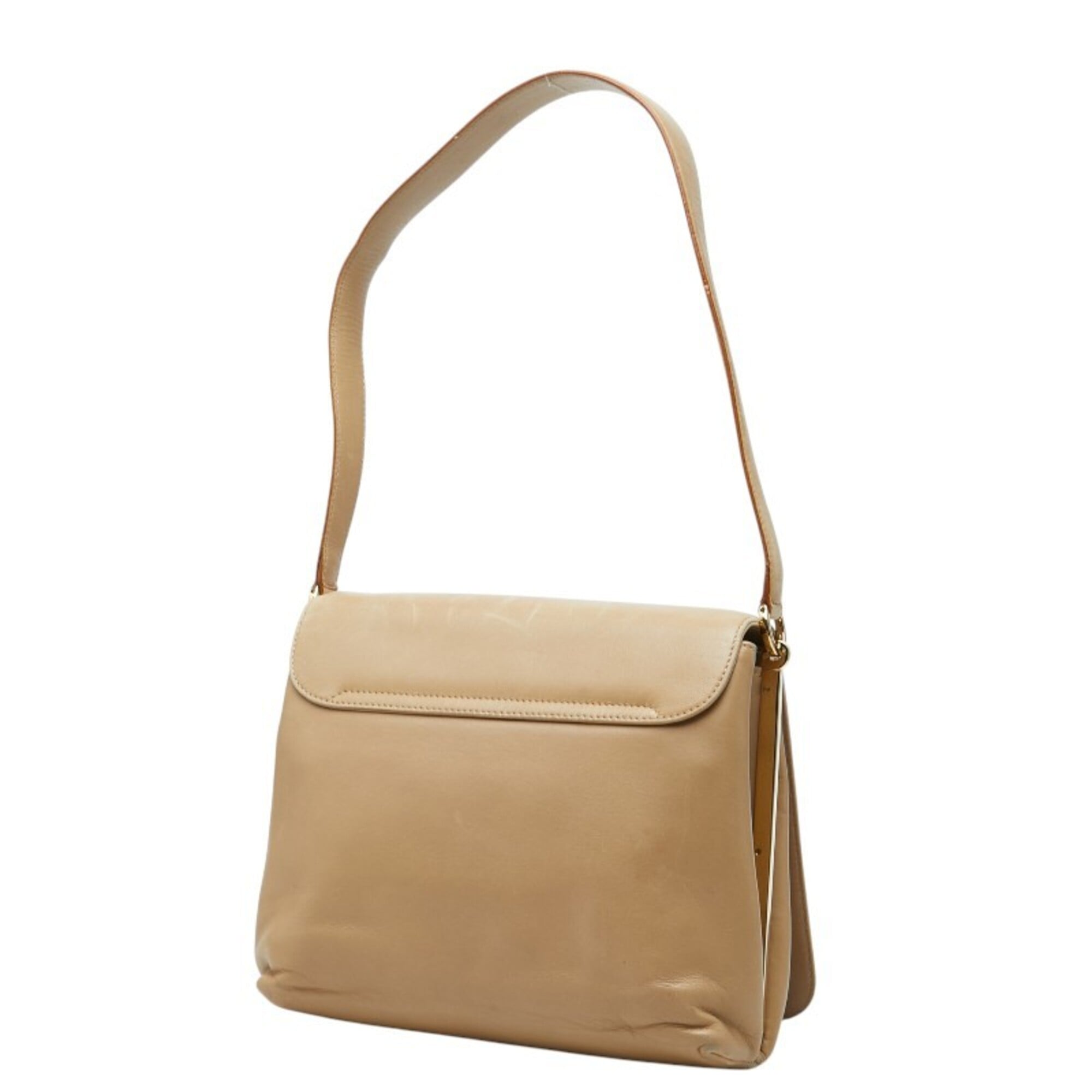 Salvatore Ferragamo Beige Leather Shoulder Bag (Pre-Owned)
