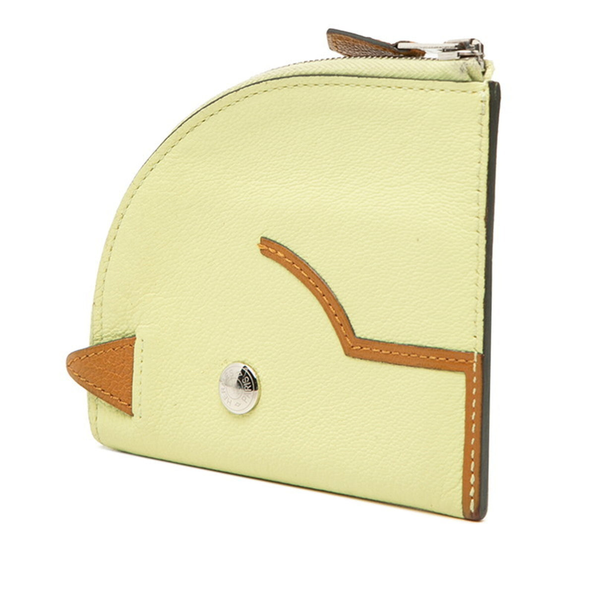 Hermes Brown Yellow Chevre Leather Coin Purse/Coin Case (Pre-Owned)