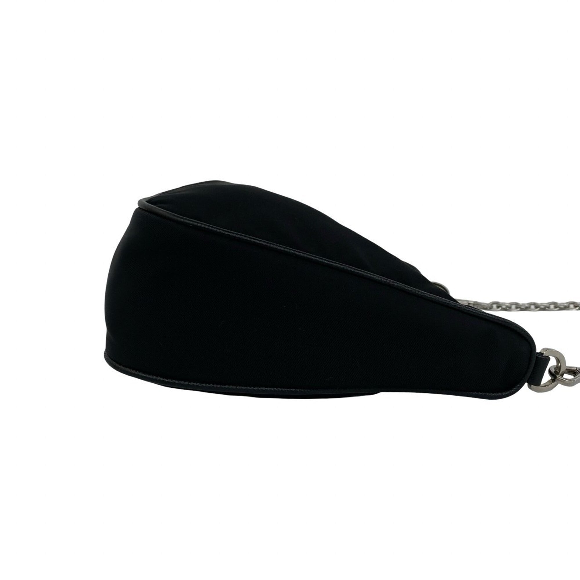 Prada Black Nylon Leather Pouch Shoulder Bag (Pre-Owned)
