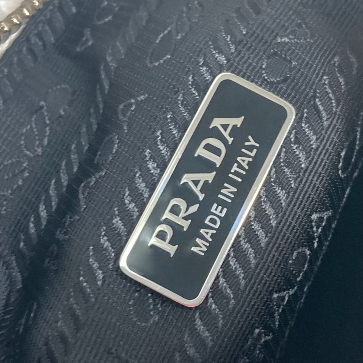 Prada Black White Fabric Handbag (Pre-Owned)