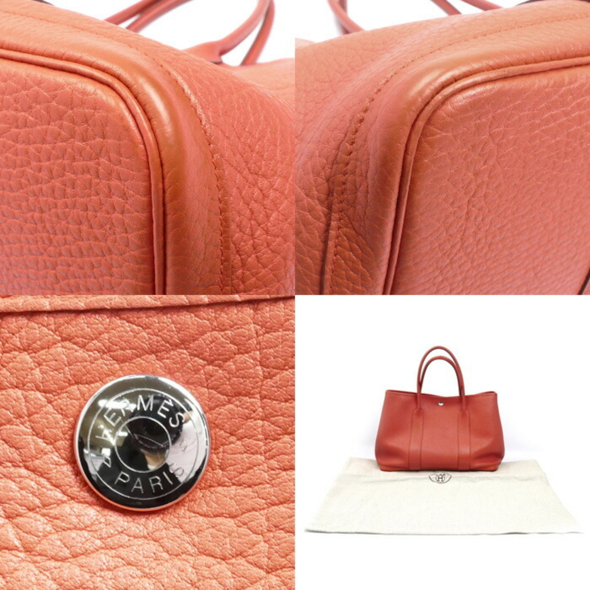Hermes Red Orange Country Leather Handbag (Pre-Owned)