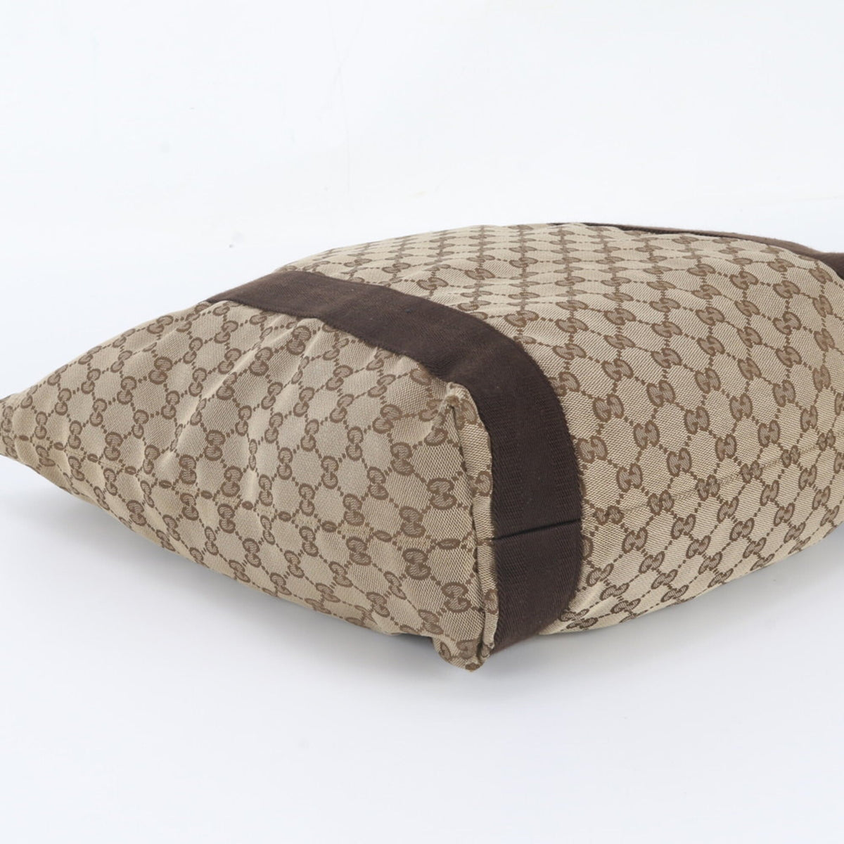 Gucci Brown Leather Canvas Shoulder Bag Tote Bag (Pre-Owned)