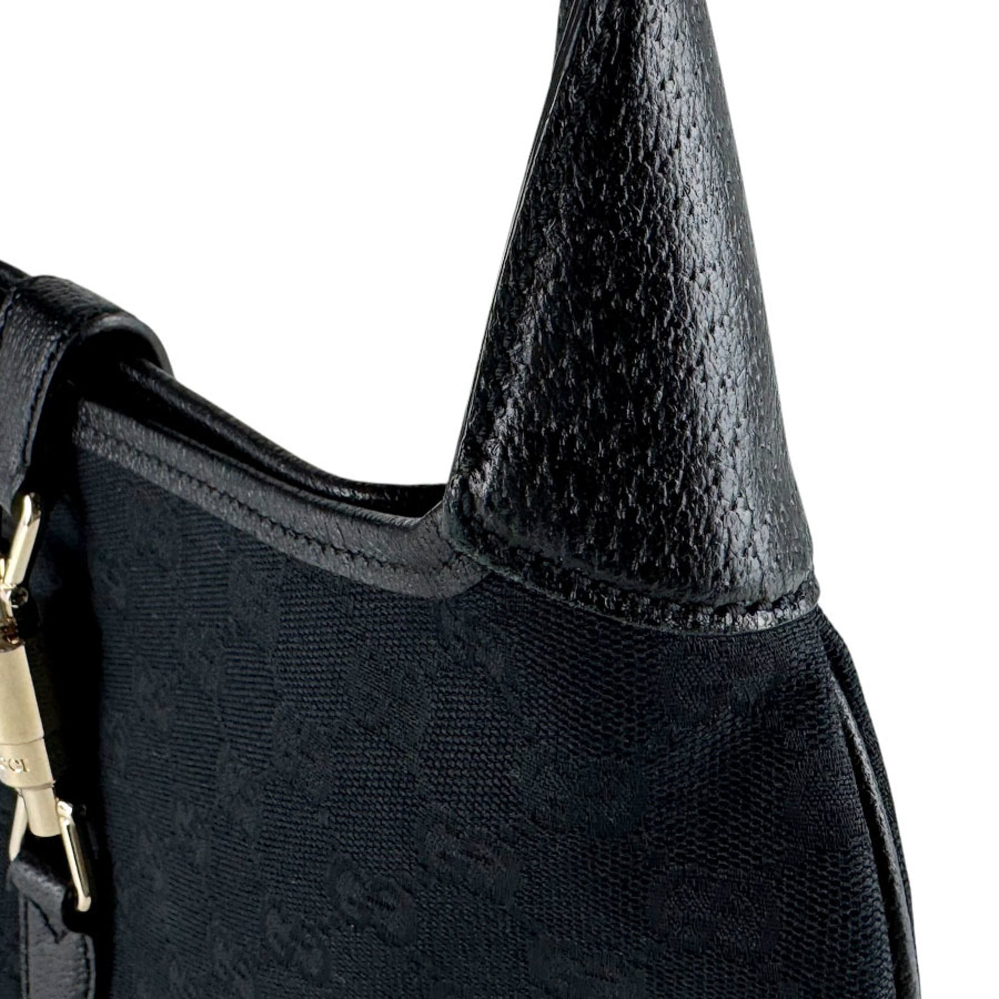 Gucci Black Gg Canvas Leather Handbag (Pre-Owned)