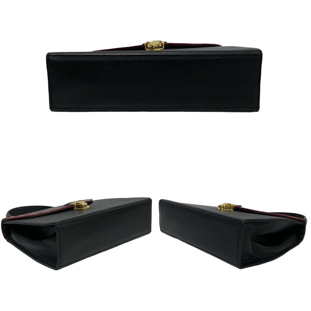 Yves Saint Laurent Black Red Color Leather Handbag Shoulder Bag (Pre-Owned)