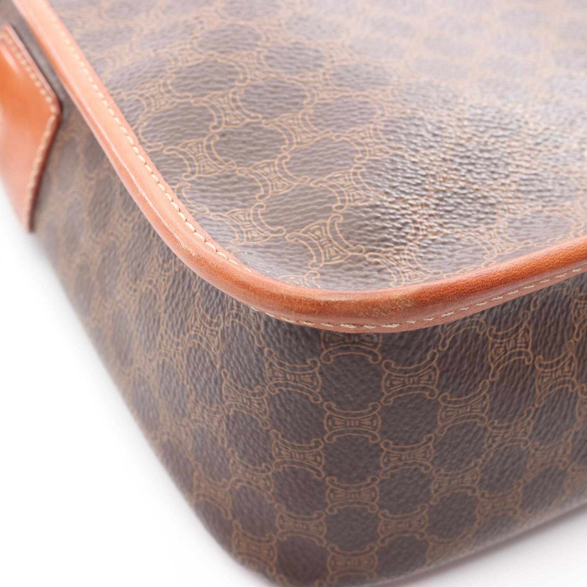 Celine Brown Coated Canvas Leather Shoulder Bag (Pre-Owned)