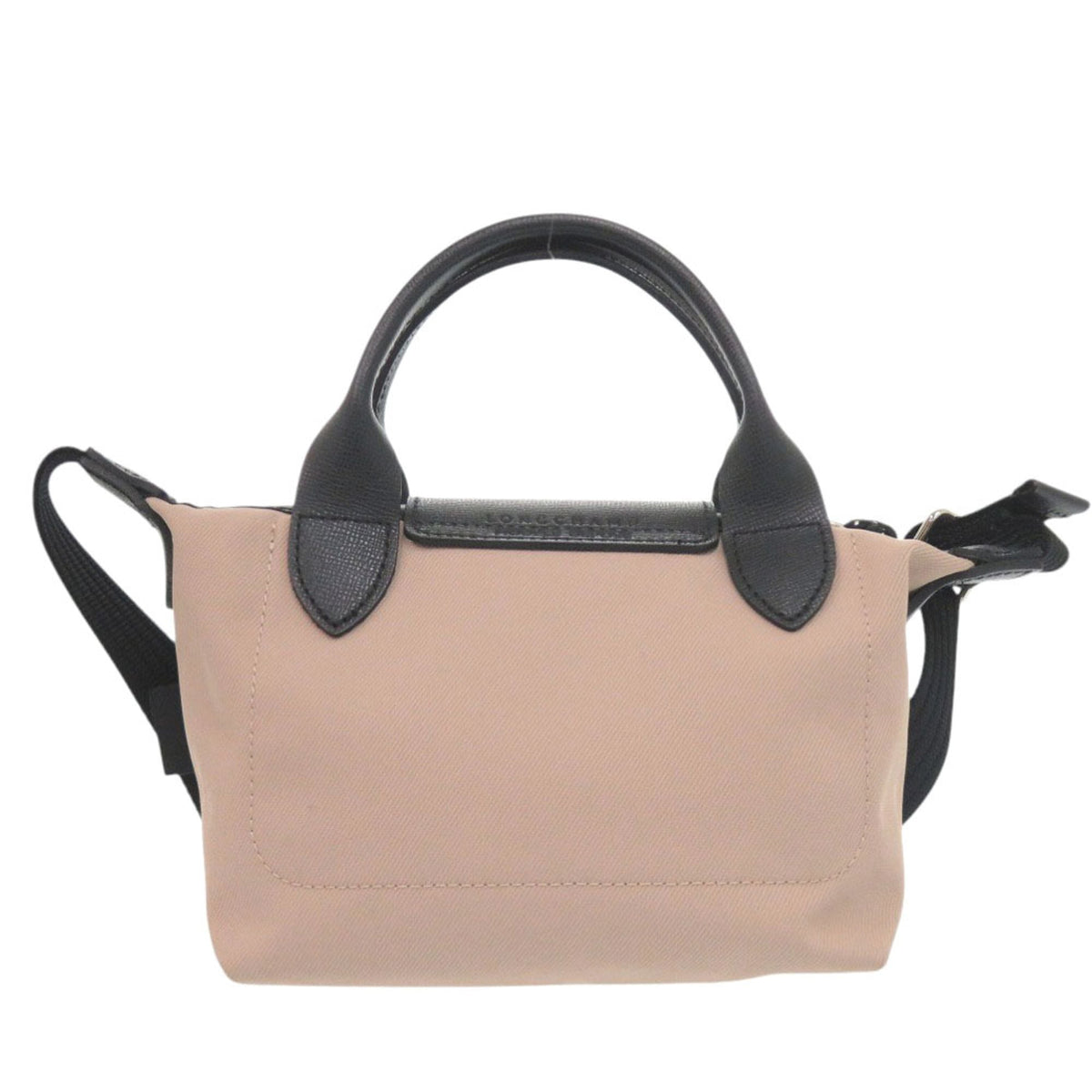 Longchamp Le Pliage Black Pink Nylon Canvas Leather Shoulder Bag (Pre-Owned)