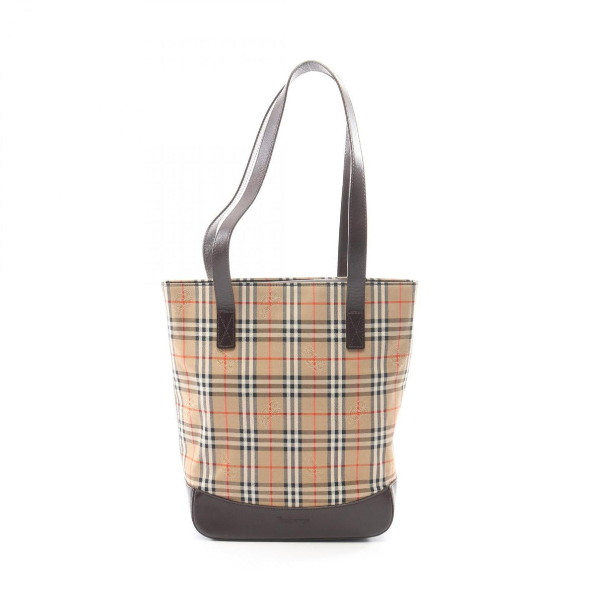 Burberry Beige Brown Canvas Leather Handbag Tote Bag (Pre-Owned)