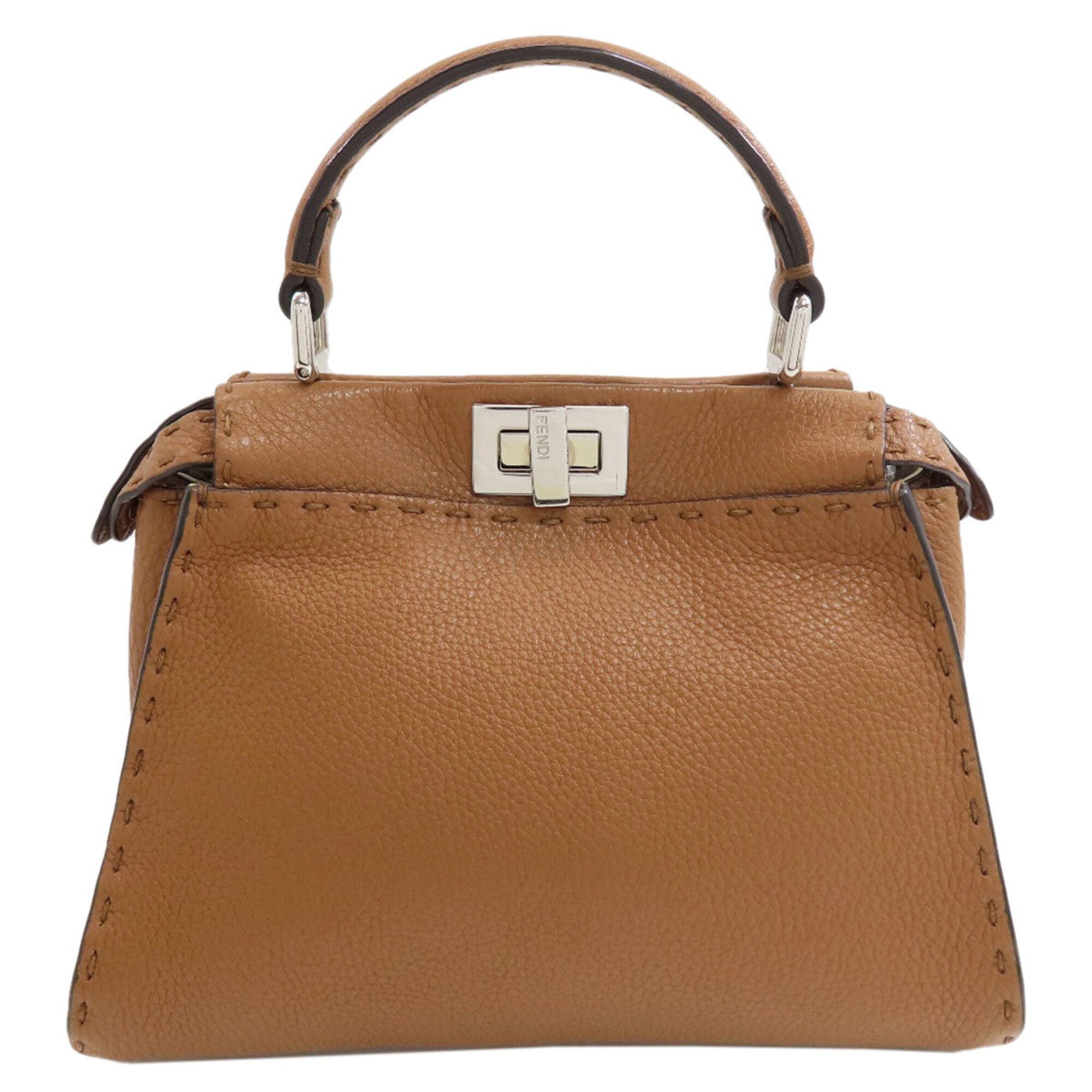Fendi Peekaboo Brown Leather Handbag (Pre-Owned)