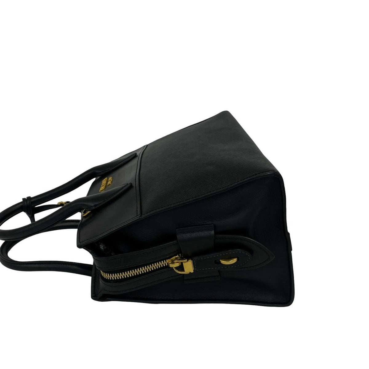Prada Black Leather Handbag Shoulder Bag Tote Bag (Pre-Owned)