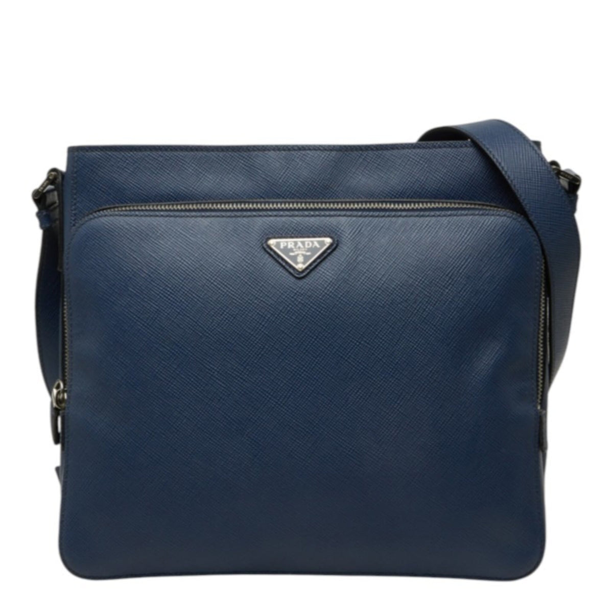 Prada Saffiano Navy Leather Shoulder Bag (Pre-Owned)
