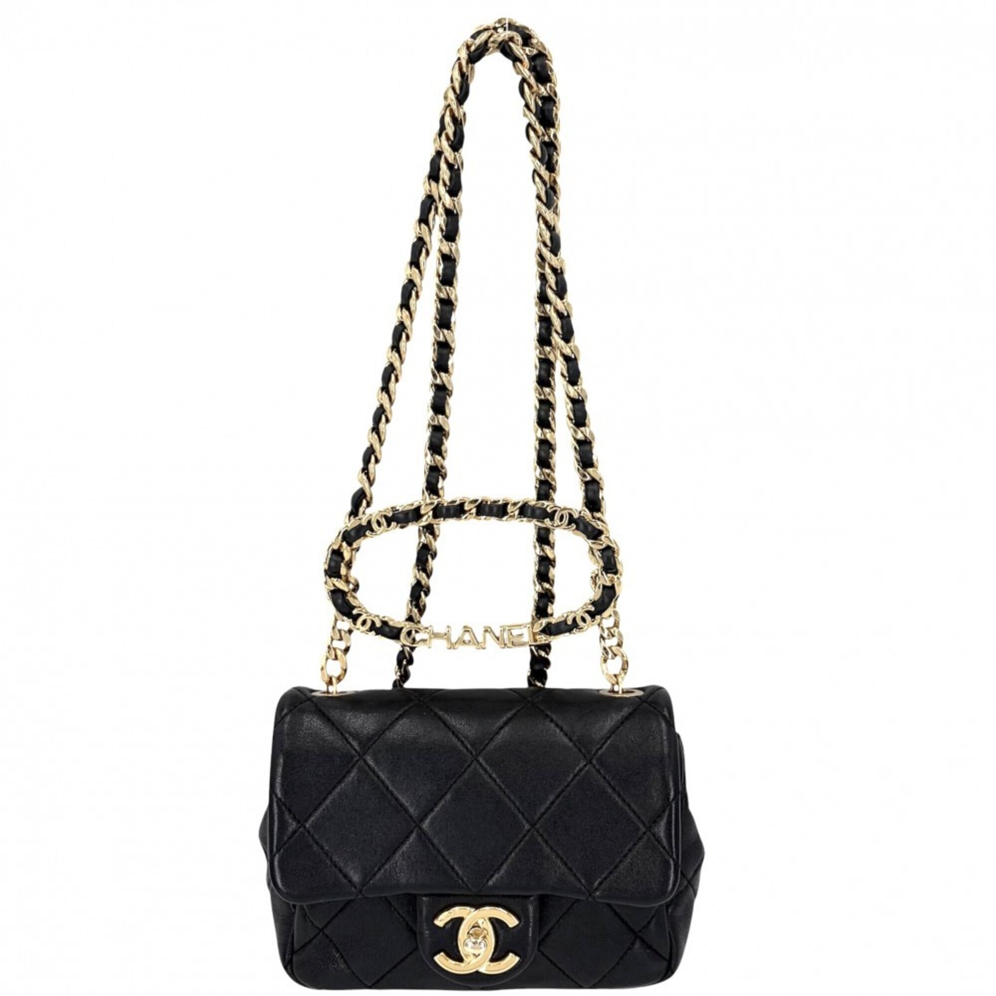 Chanel Black White Leather Shoulder Bag (Pre-Owned)